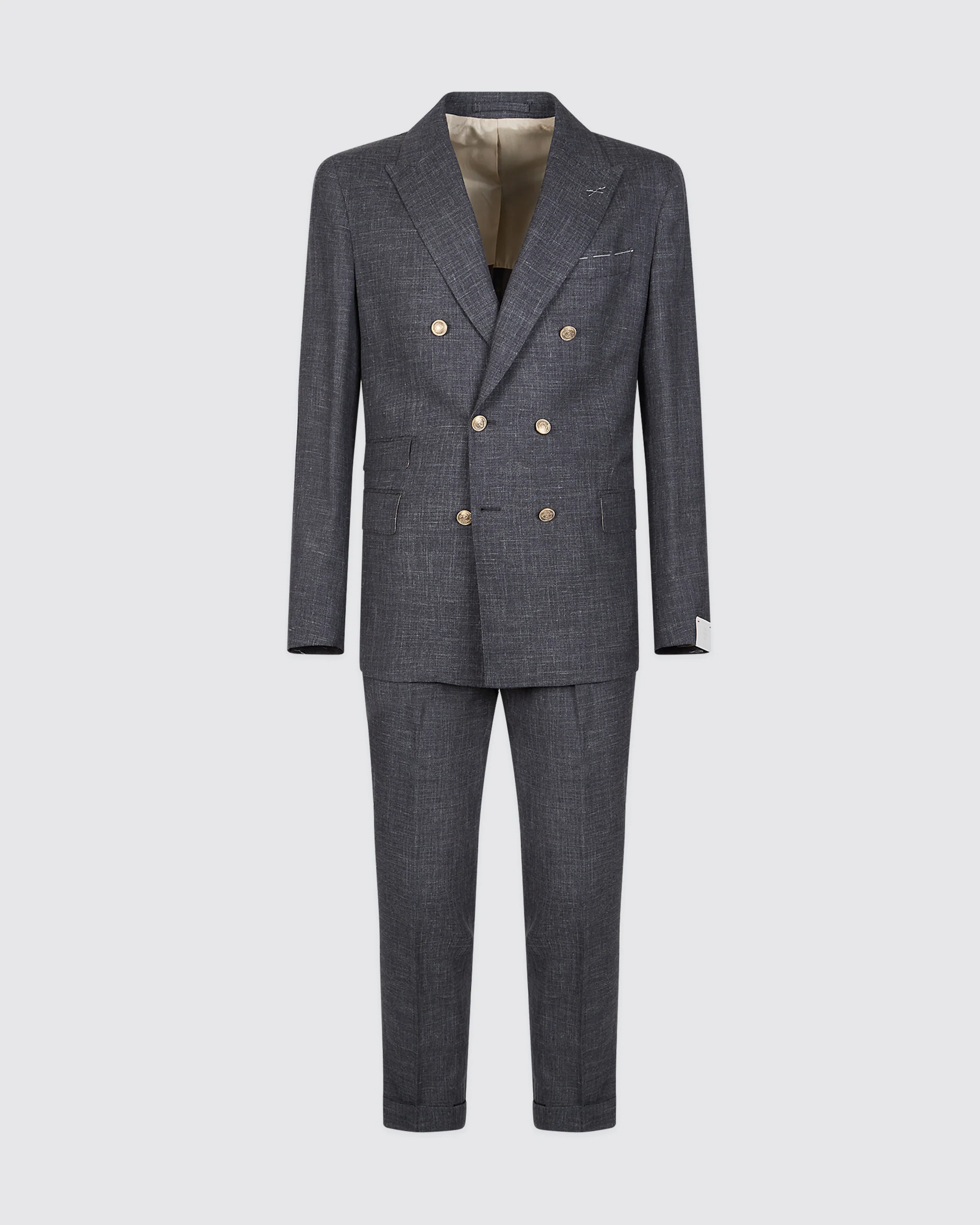 Abito Doppiopetto Slim Fit in Lana Seta e Lino da Uomo - Image 5