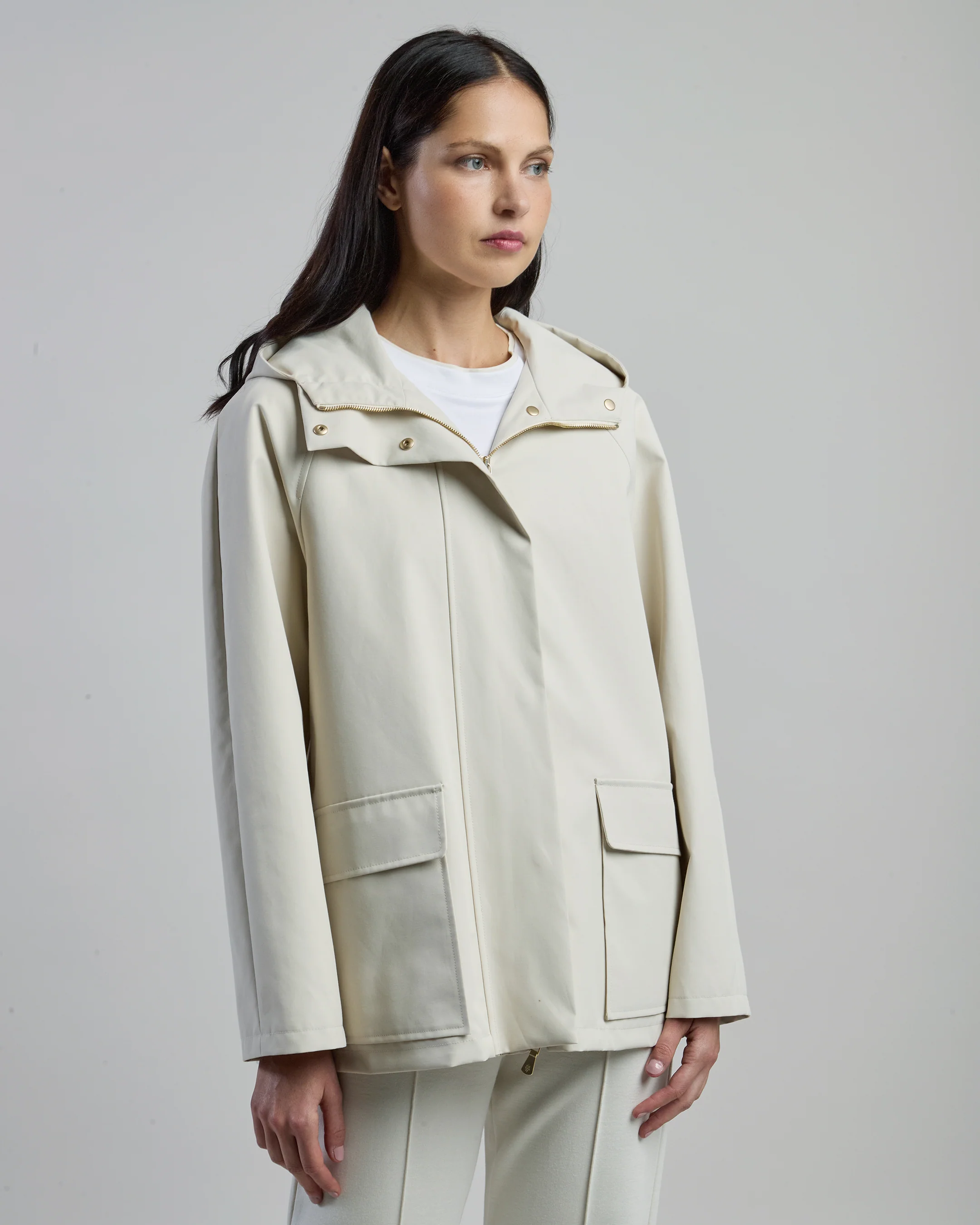 Caban in Cotone Idrorepellente con Cappuccio da Donna - Image 3
