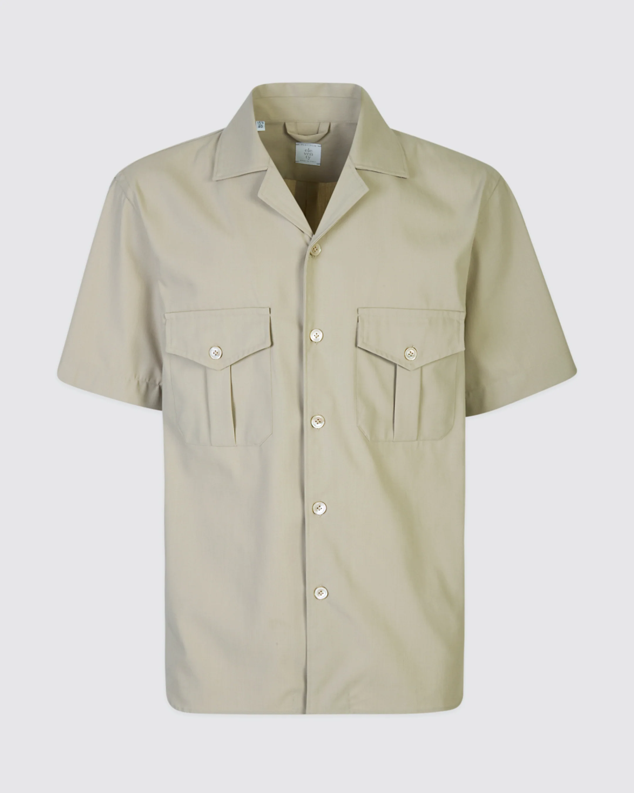 Camicia in Cotone con Collo Bowling e Maniche Corte - Image 4
