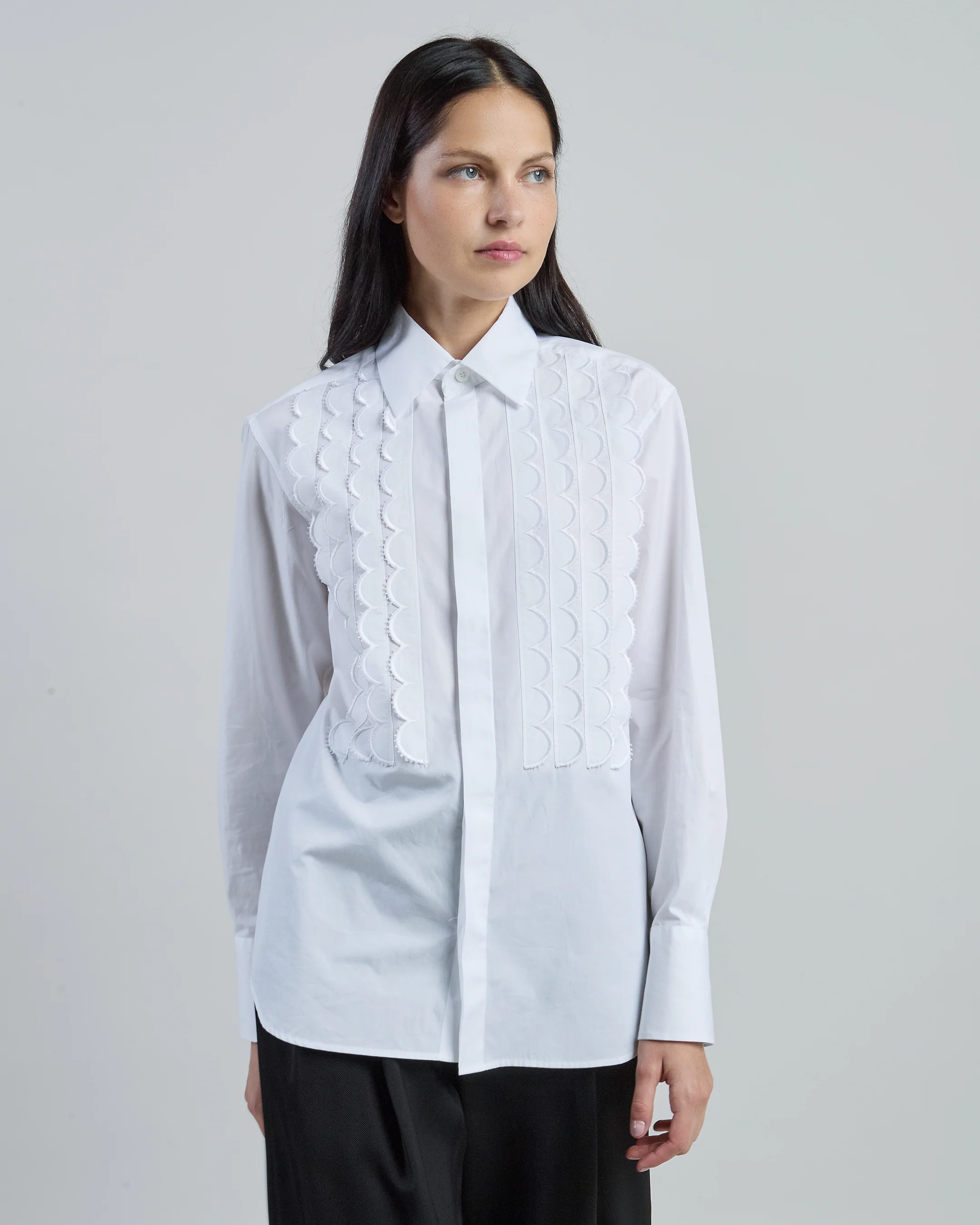 Camicia Over in Cotone Popeline con Plissettature