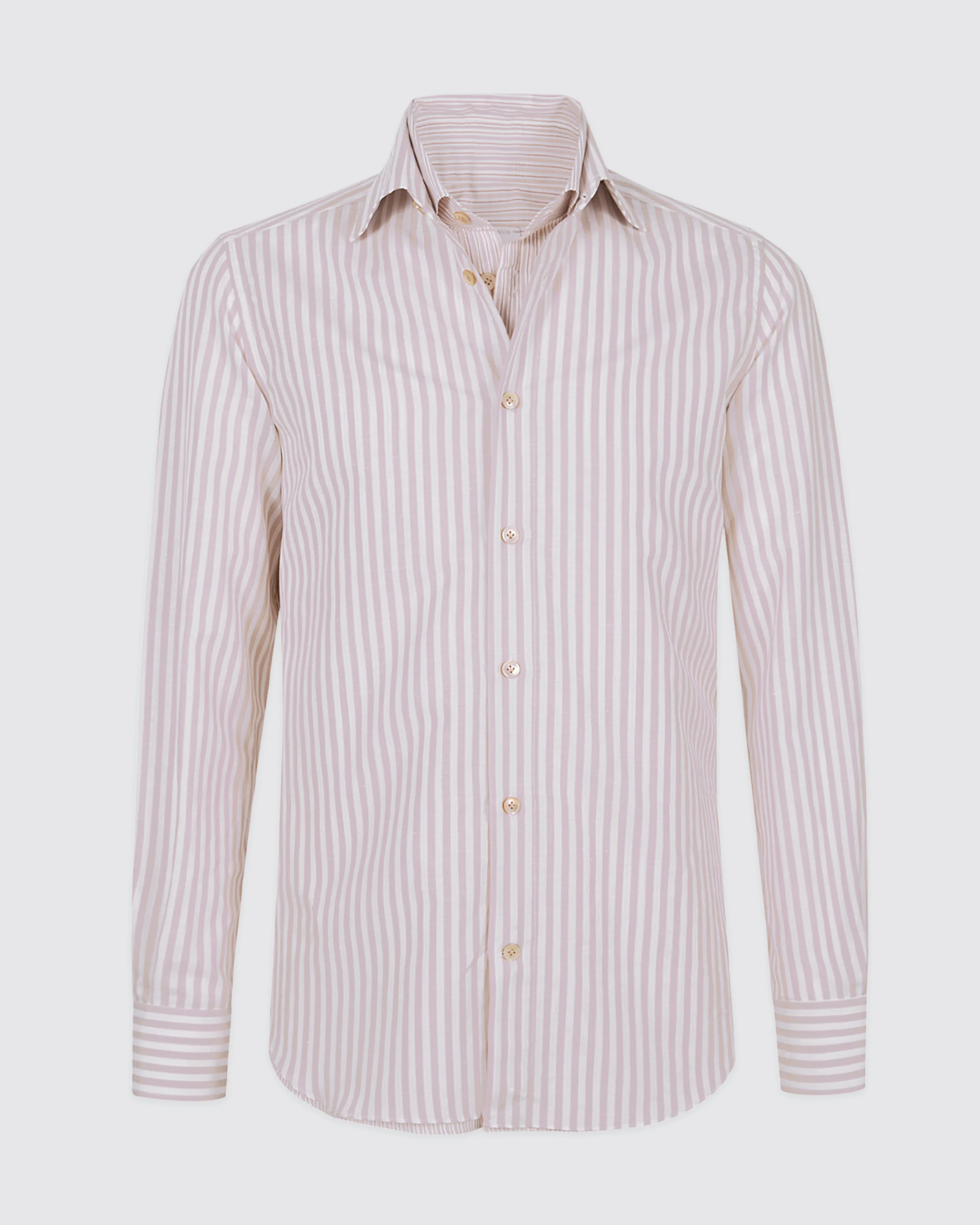 Camicia Dandy in Cotone e Lino a Righe con Doppio Collo - Image 5