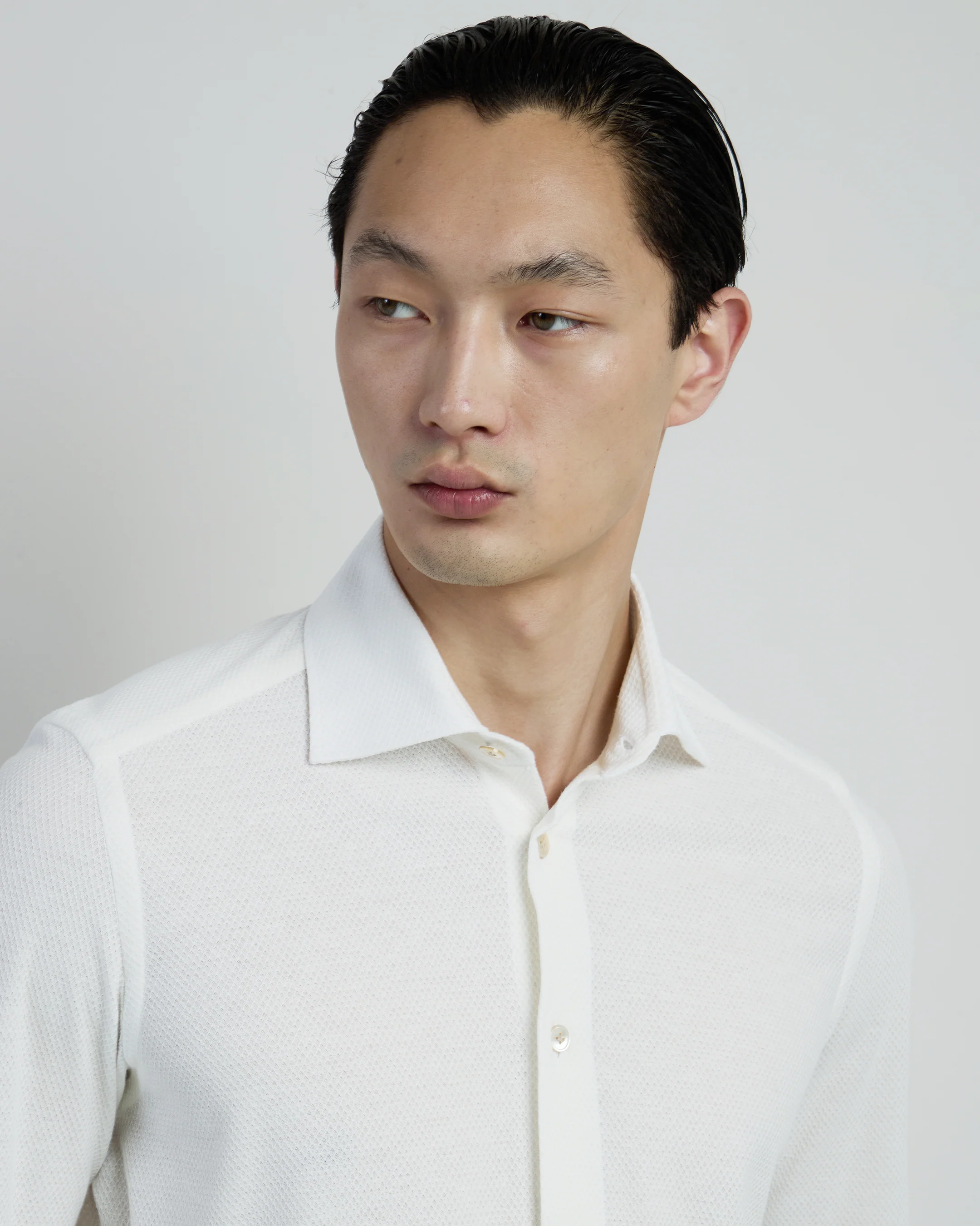 Camicia Dandy Slim Fit in Jersey di Cotone e Lino - Image 3