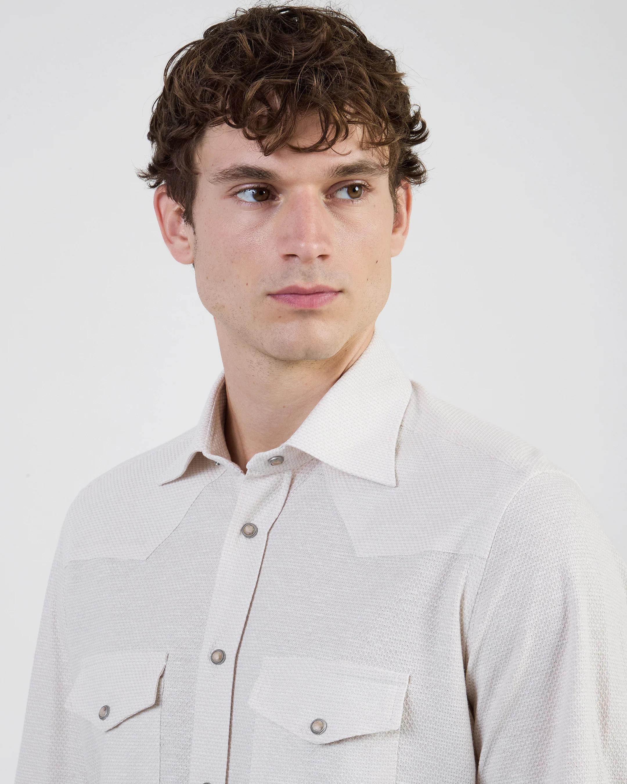 Camicia Texas Slim Fit in Jersey di Cotone e Lino - Image 2