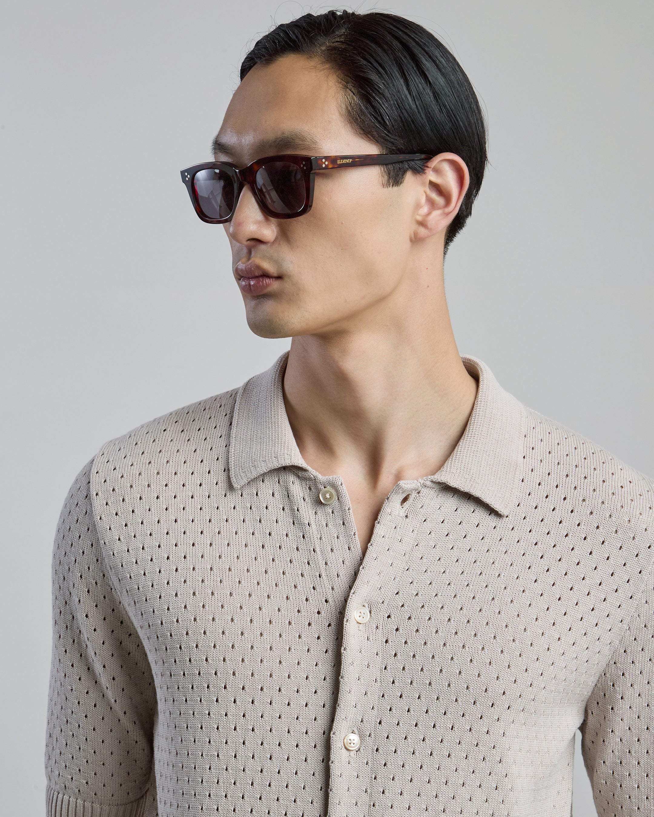 Camicia in Maglia di Cotone Traforata a Mezza Manica - Image 3