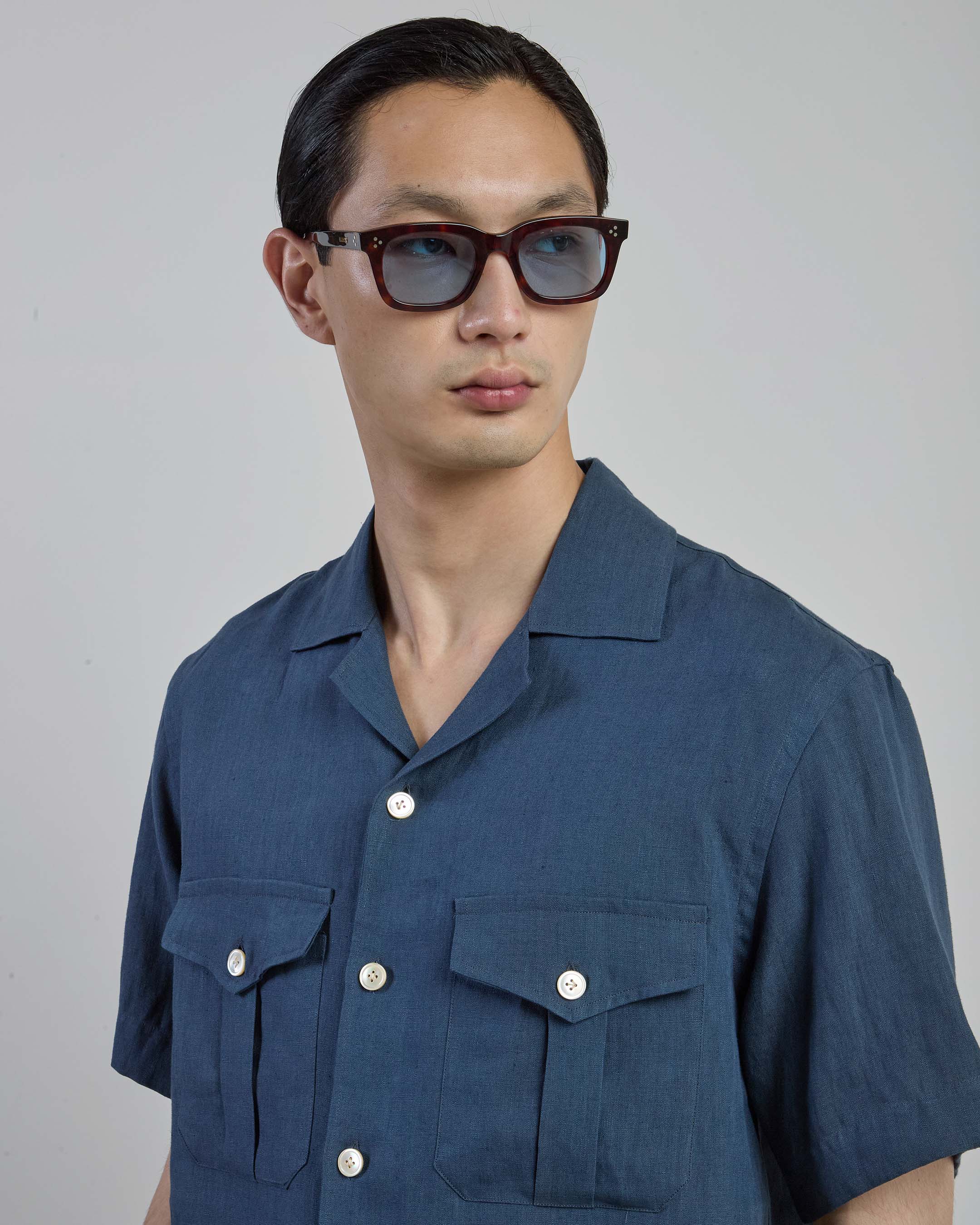 Camicia in Lino con Collo Bowling e Tasche Militari - Image 11