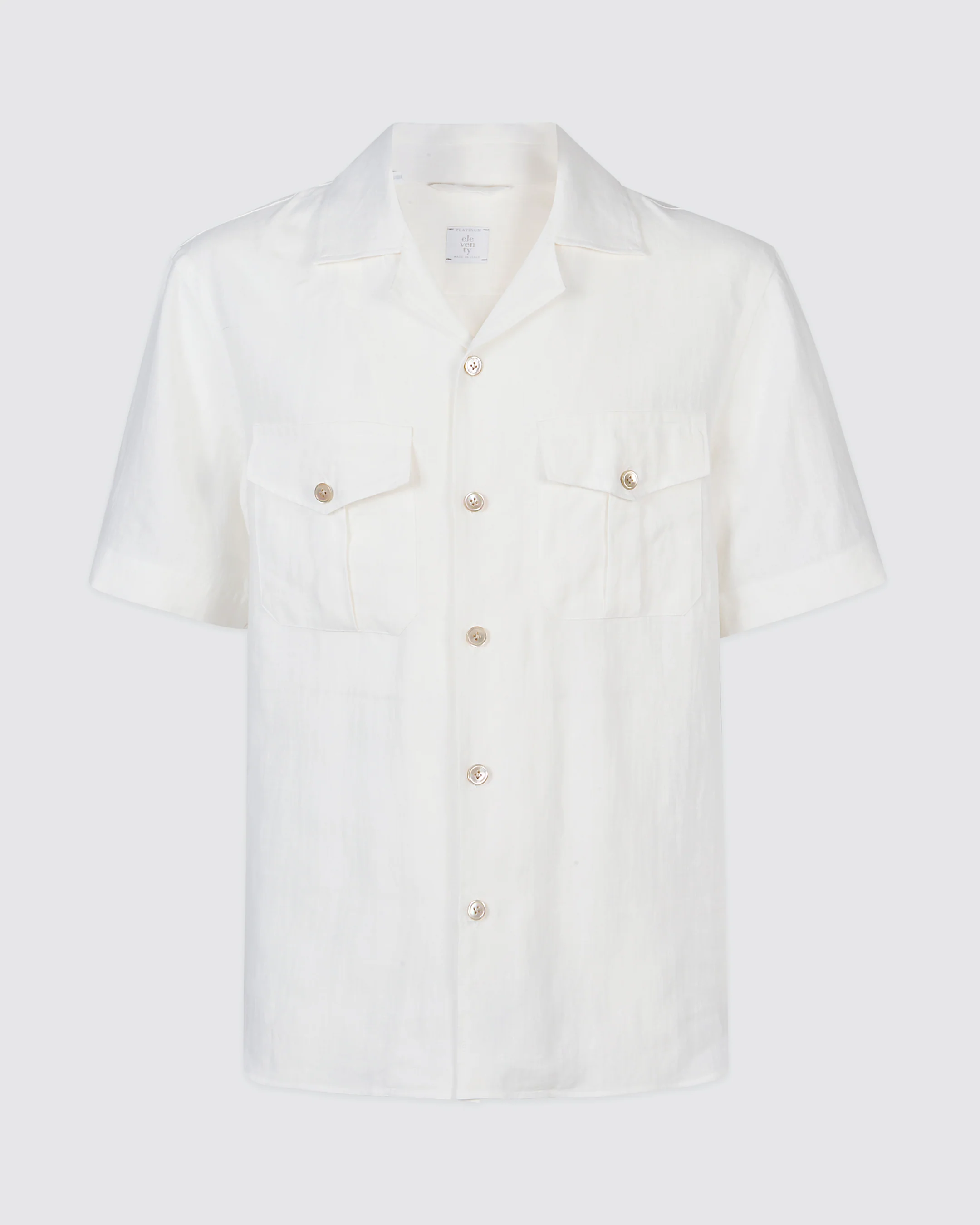 Camicia in Lino con Collo Bowling e Tasche Militari - Image 13