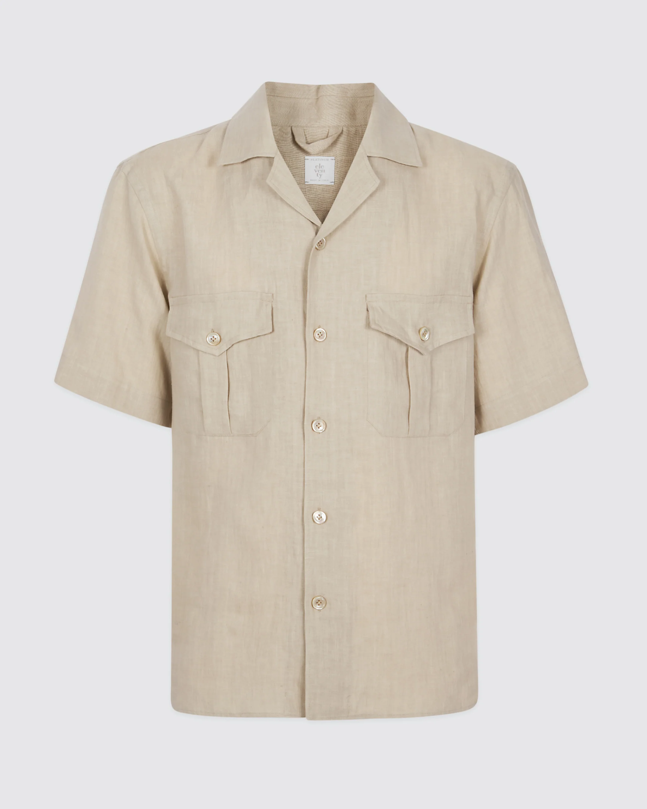 Camicia in Lino con Collo Bowling e Tasche Militari - Image 4