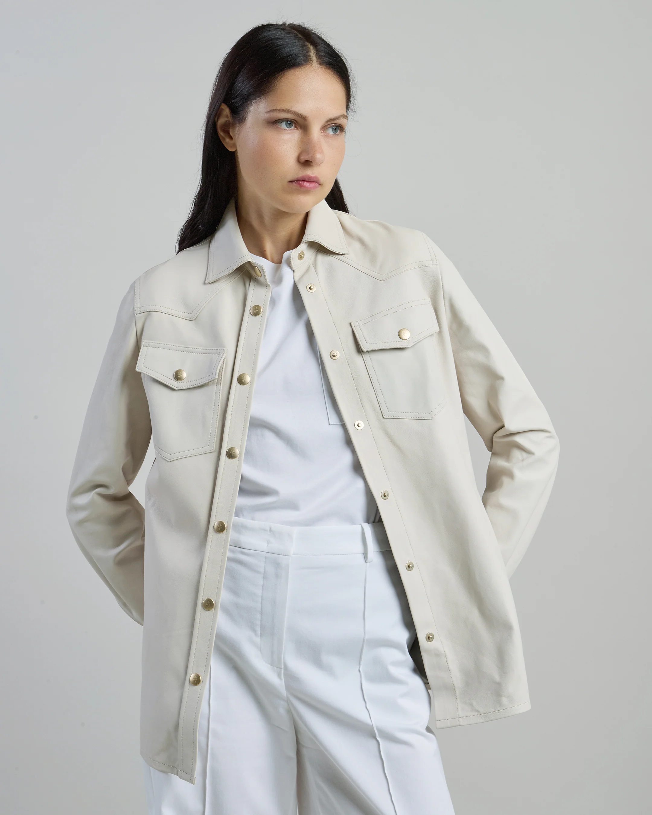 Camicia Texana da Donna in Nappa di Agnello e Suede