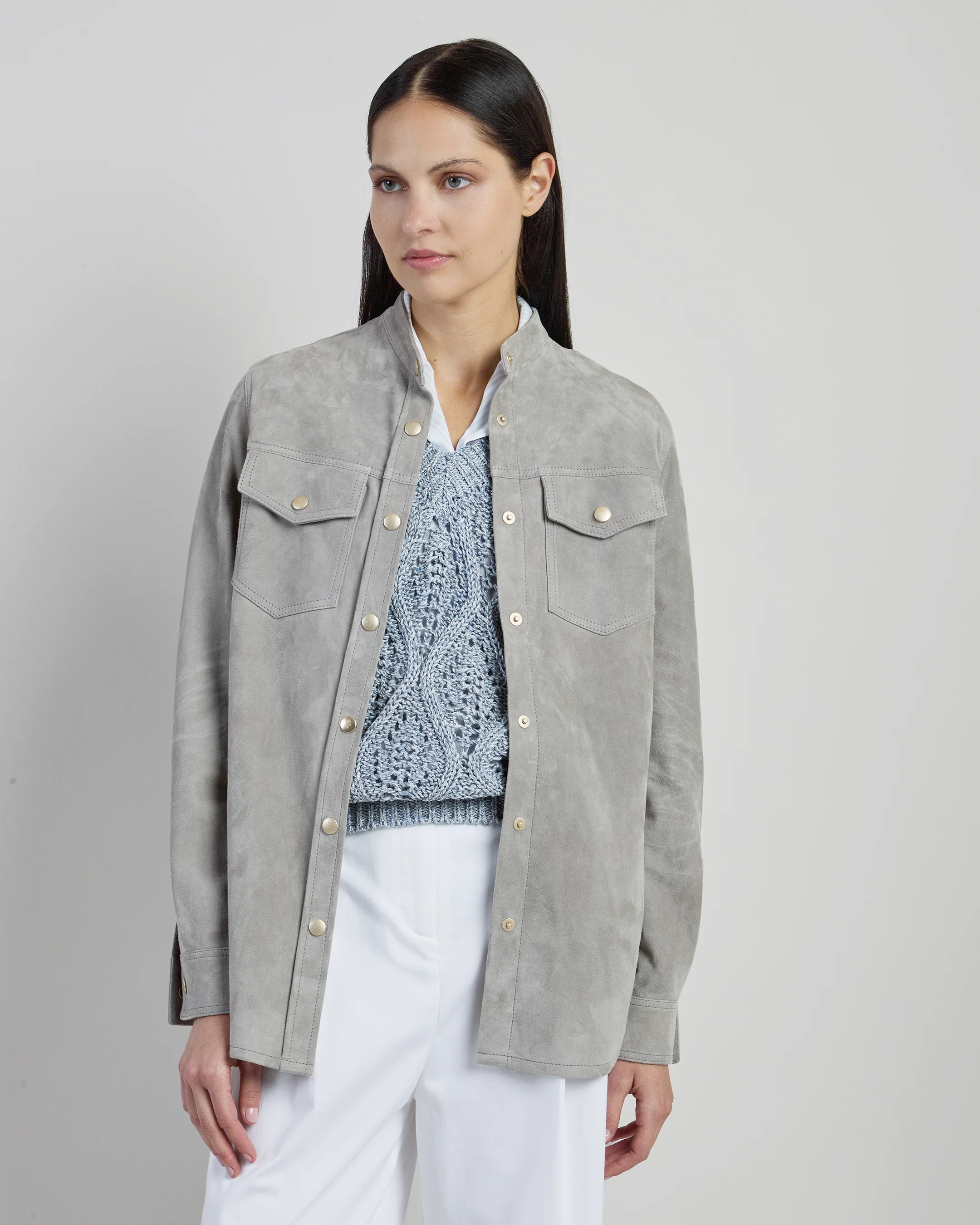 Camicia in Suede Donna in Pelle di Agnello Stile Texano - Image 6