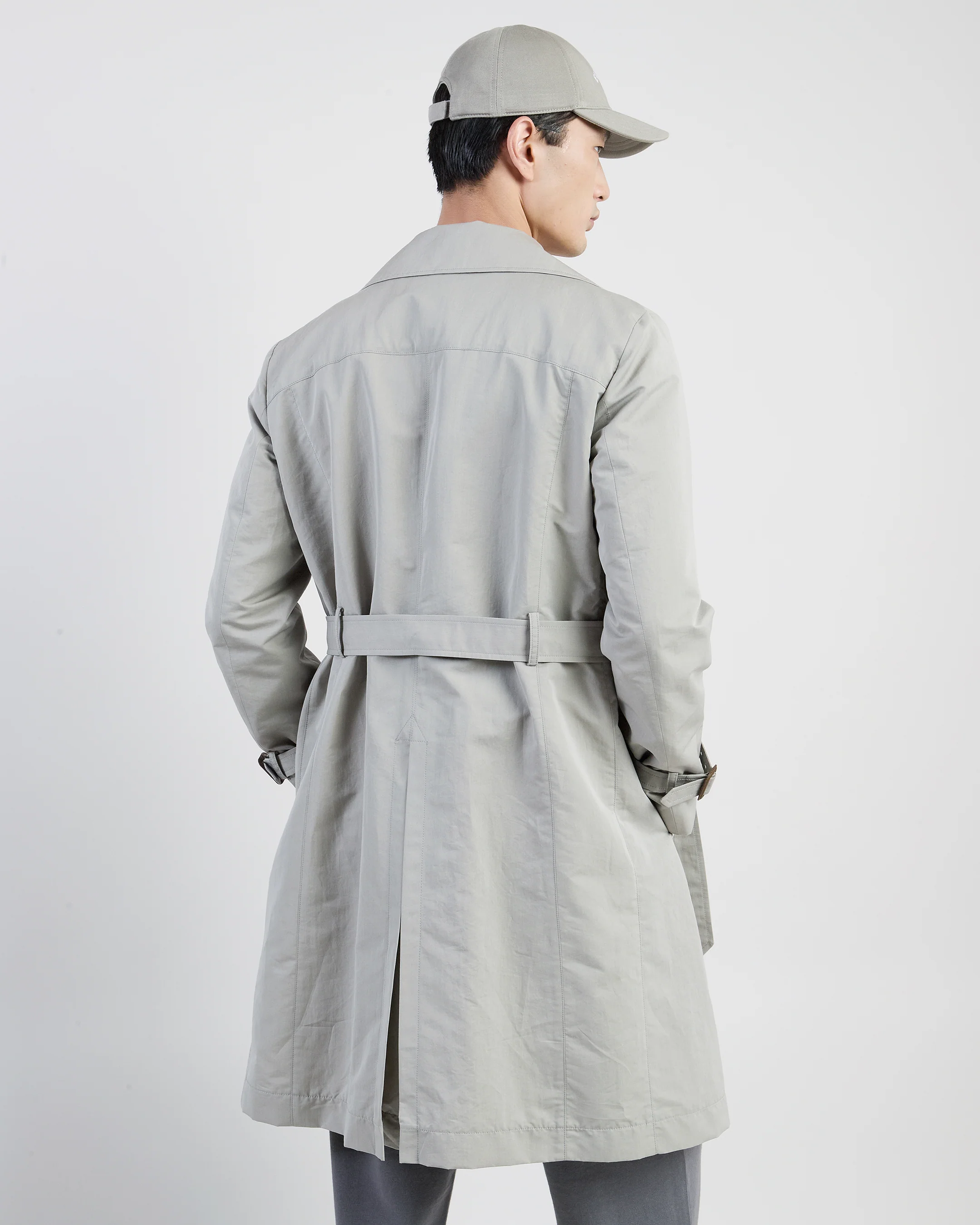 Cappotto Doppiopetto in Cotone e Seta con Cintura - Image 2