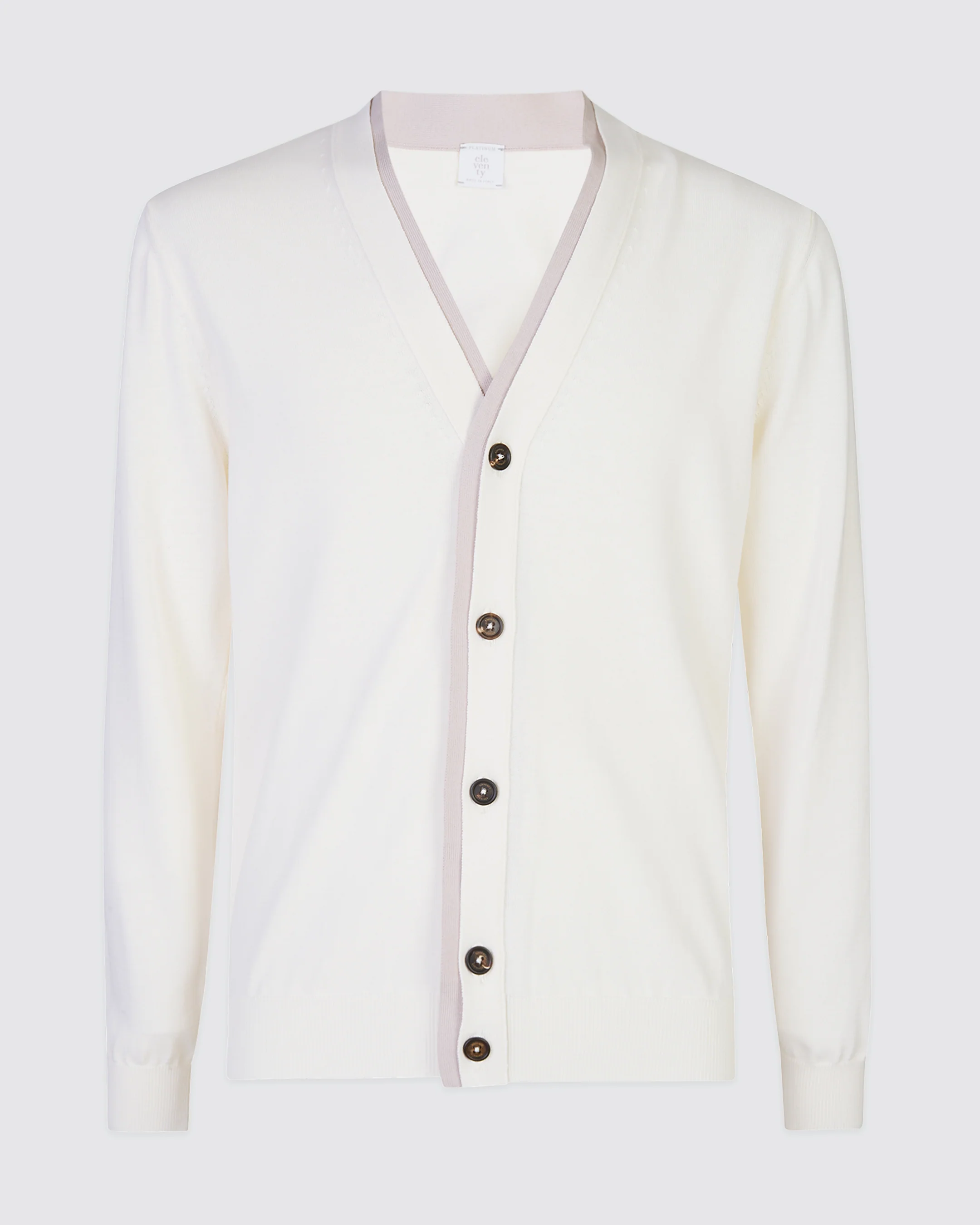 Cardigan in Cotone con Doppia Finta e Bottoni in Corno - Image 4