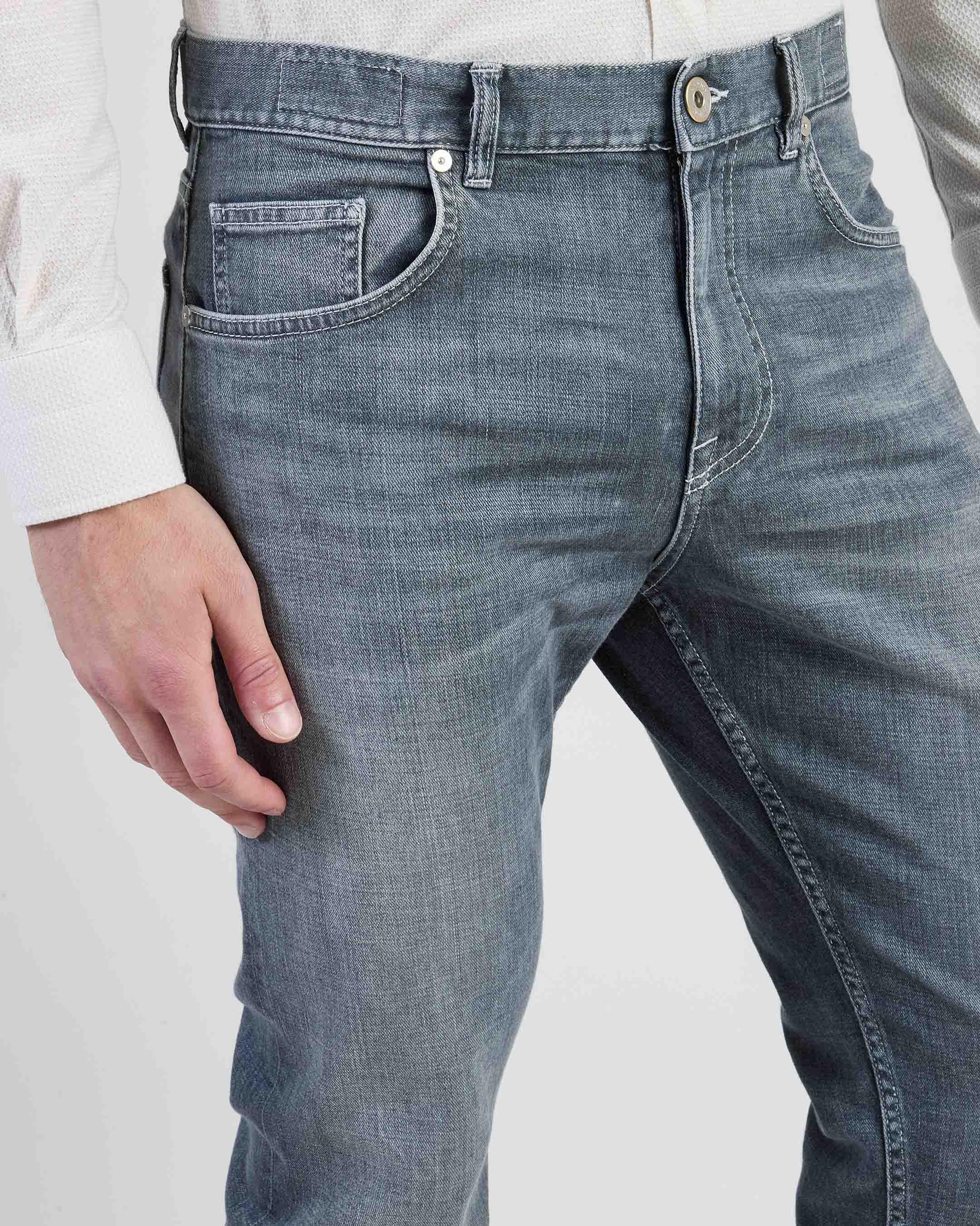 Pantaloni 5 Tasche in Denim di Cotone Regular Fit - Image 3
