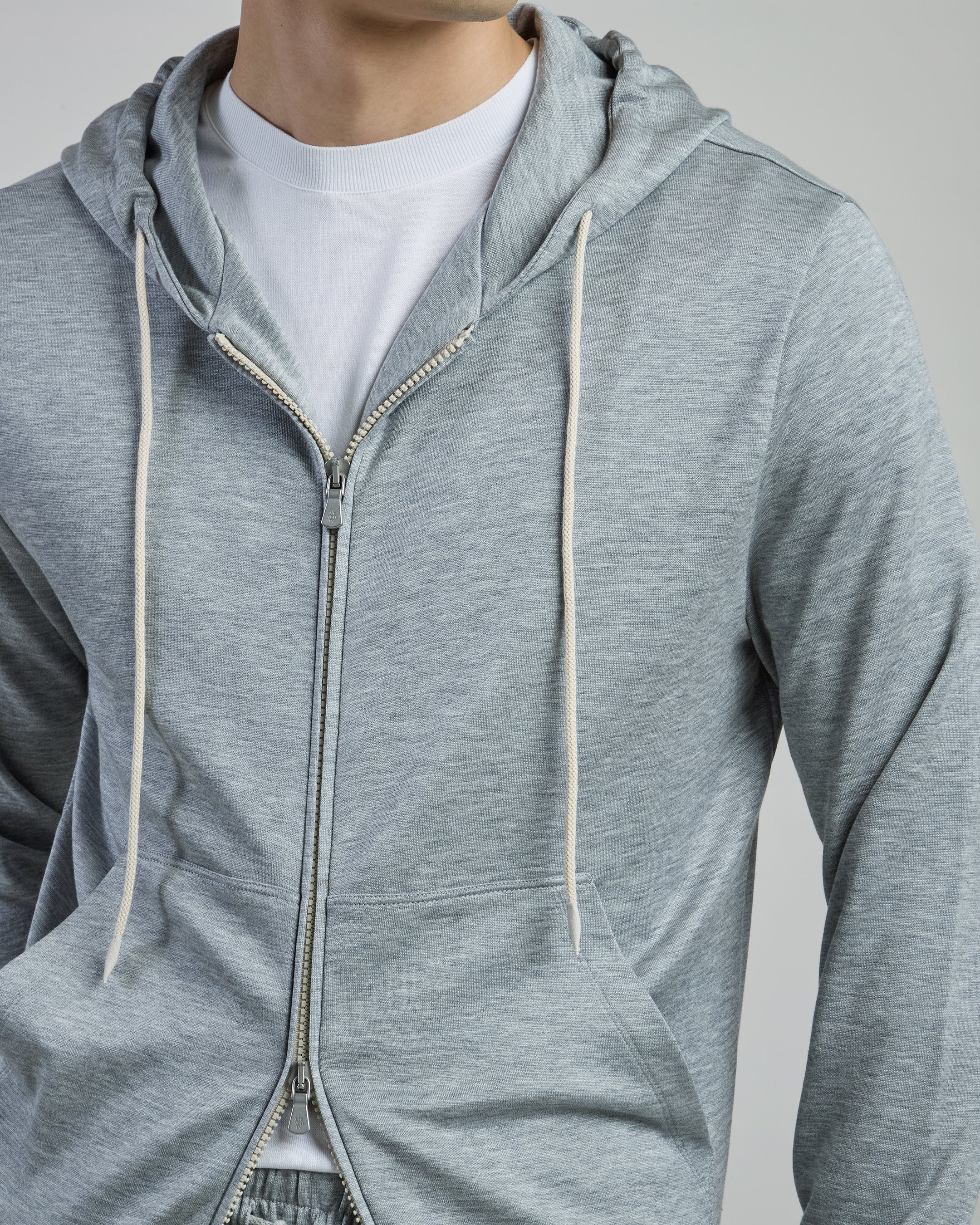 Felpa Uomo Full Zip in Pregiata Seta e Cotone con Cappuccio - Image 3