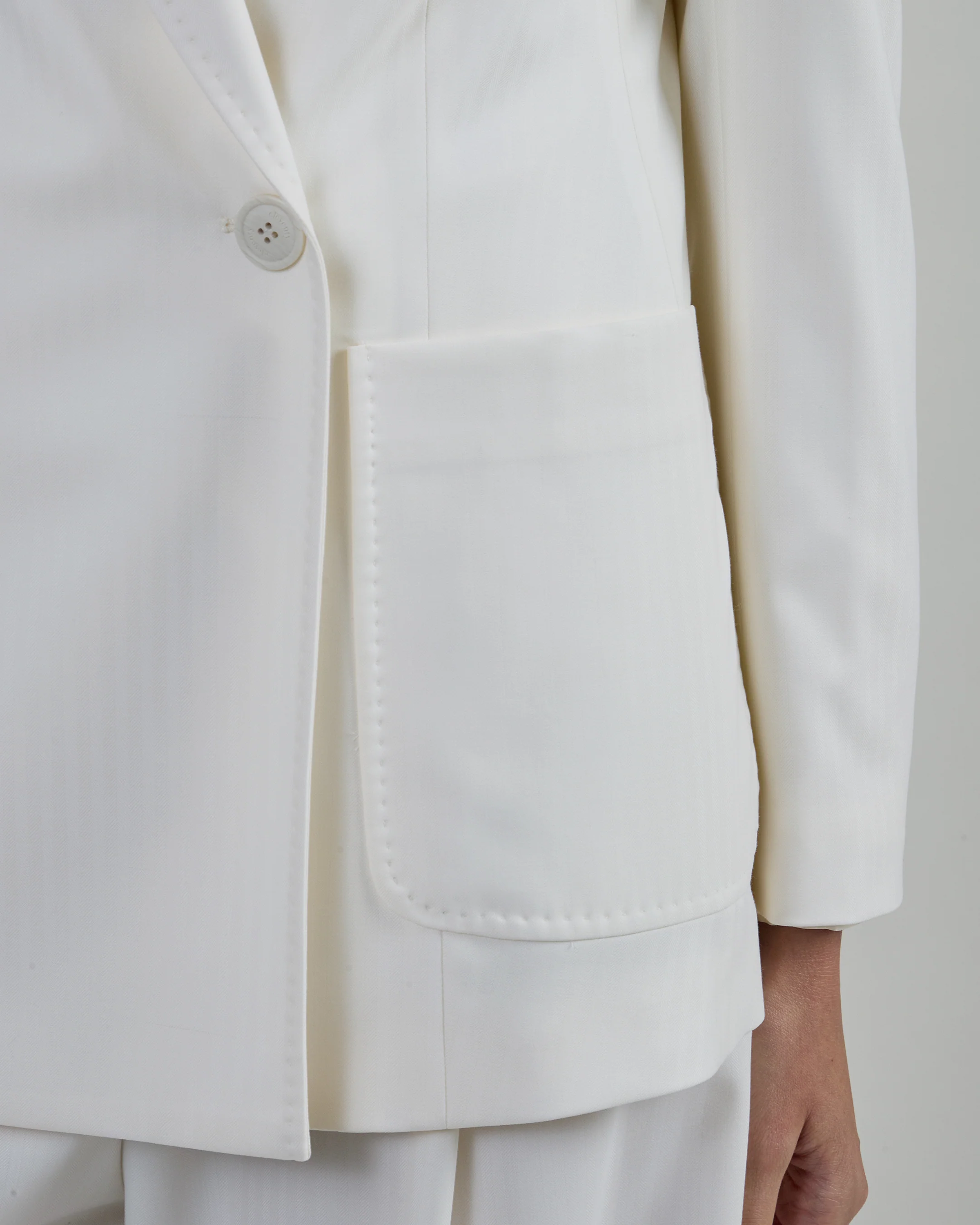 Giacca Doppiopetto in Lana Stretch con Impuntura MF - Image 3