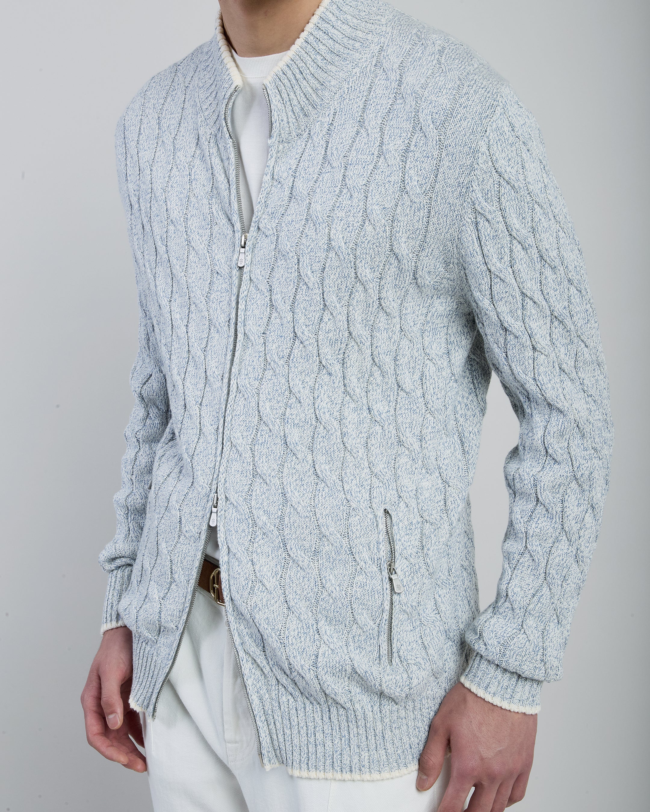 Giacca-Maglia in Cotone Pregiato con Collo in Piedi - Image 3