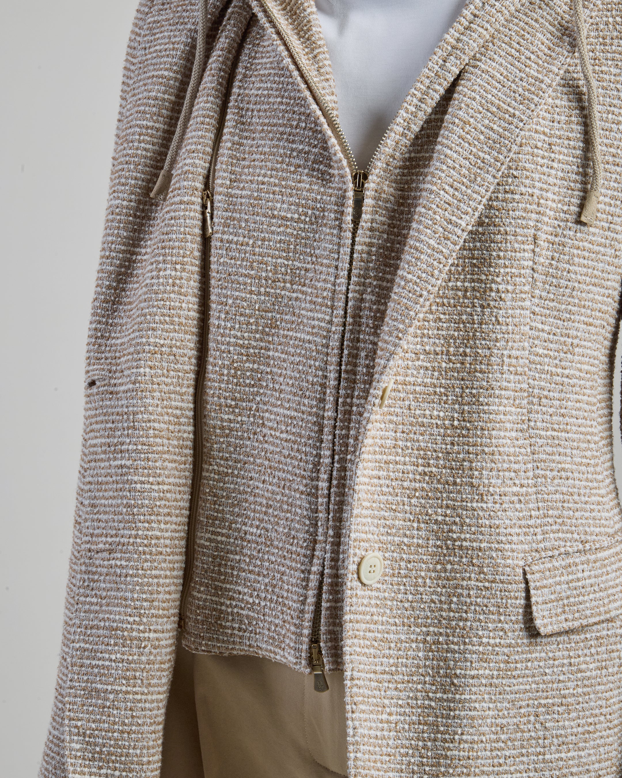 Giacca Monopetto in Cotone Stretch con Cappuccio - Image 3