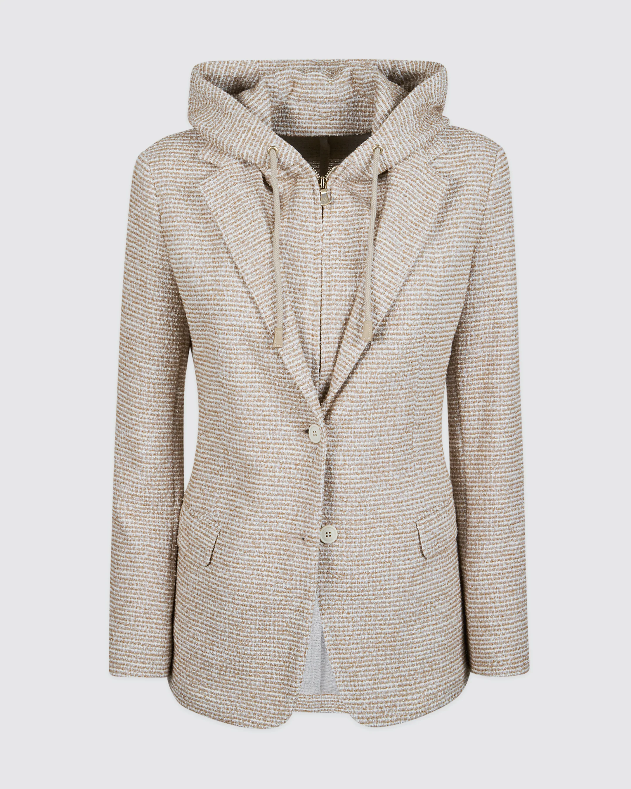Giacca Monopetto in Cotone Stretch con Cappuccio - Image 4