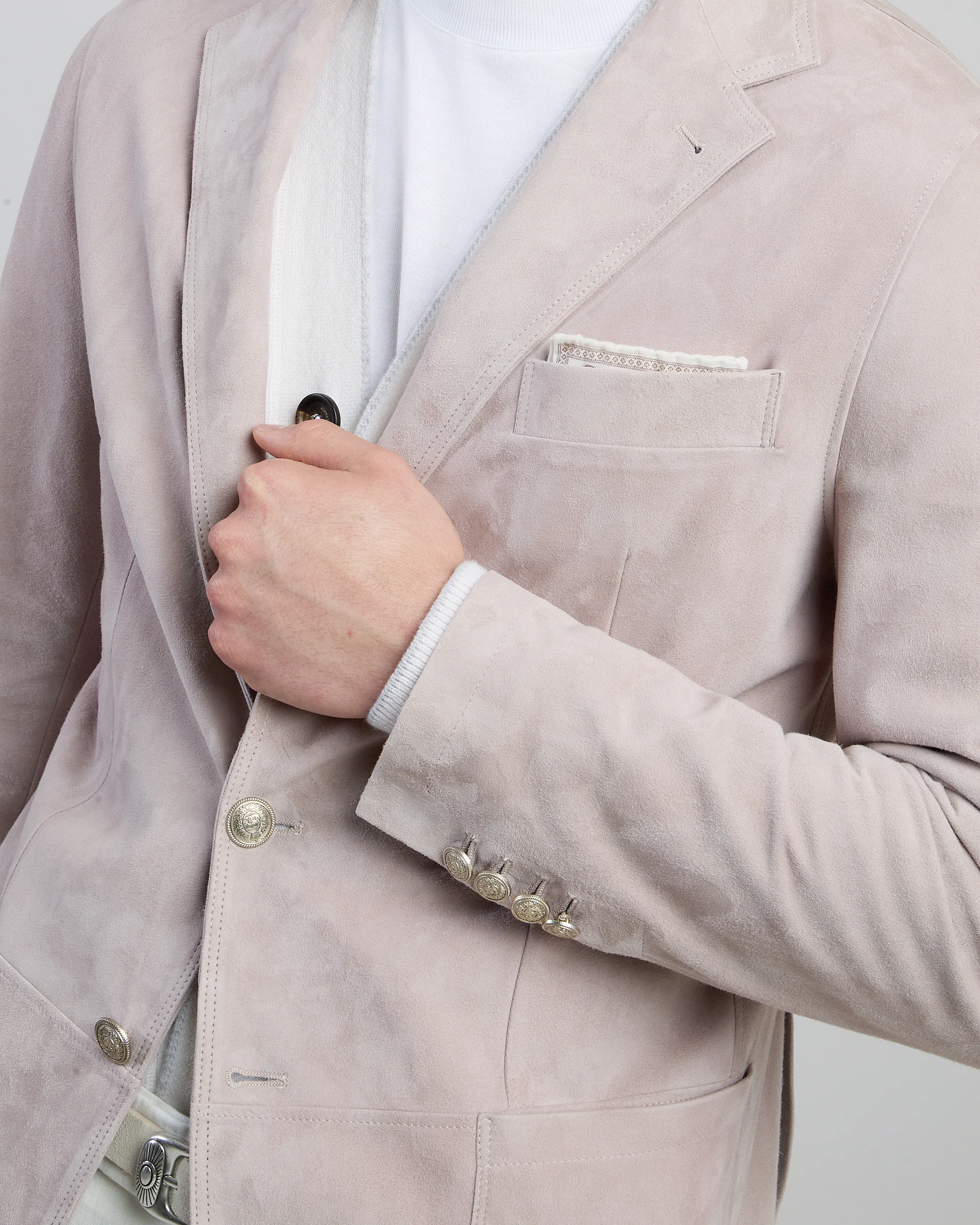 Giacca Monopetto in Suede Nappizzato da Uomo - Image 3