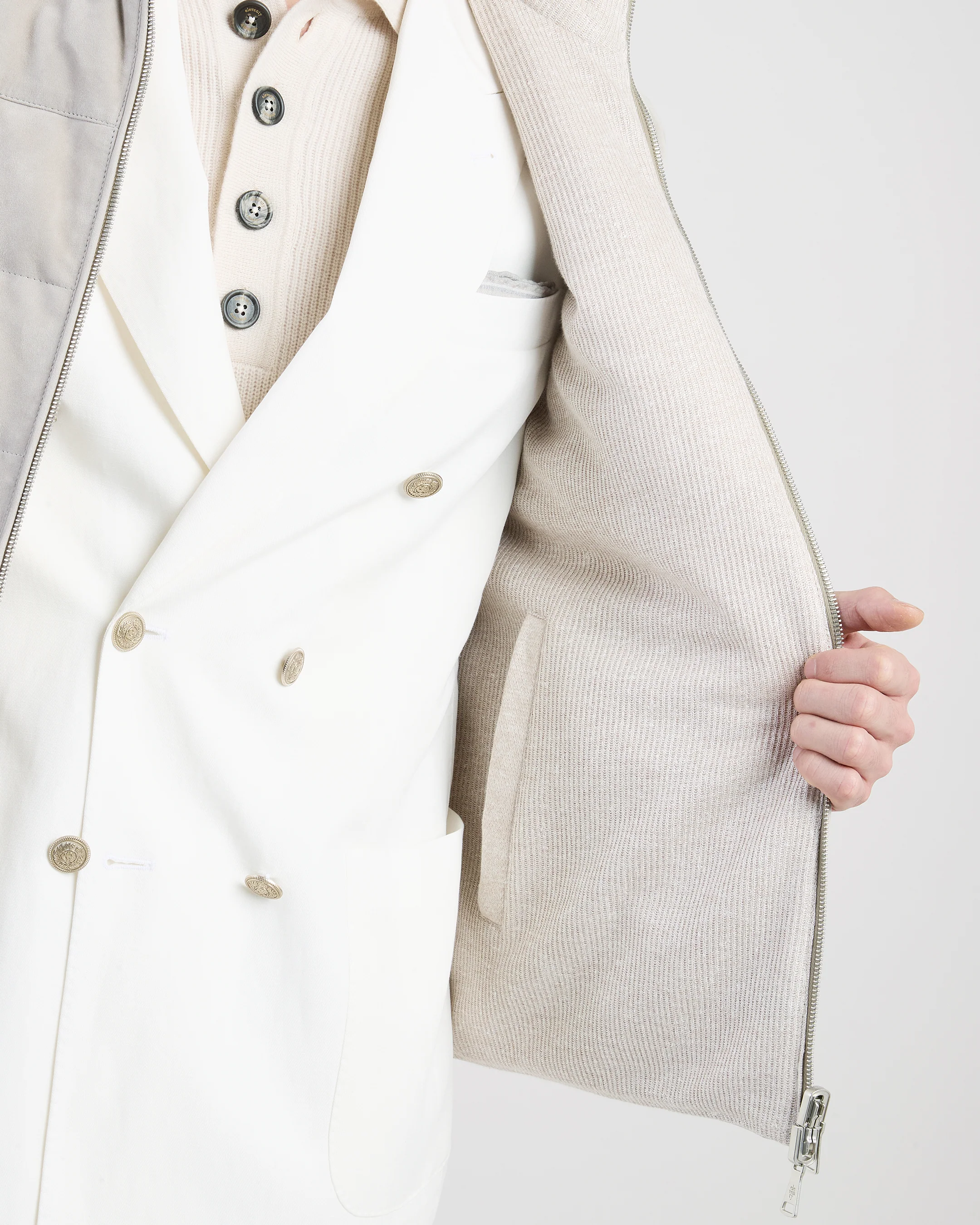 Gilet Reversibile in Suede e Jersey Costa Inglese - Image 3