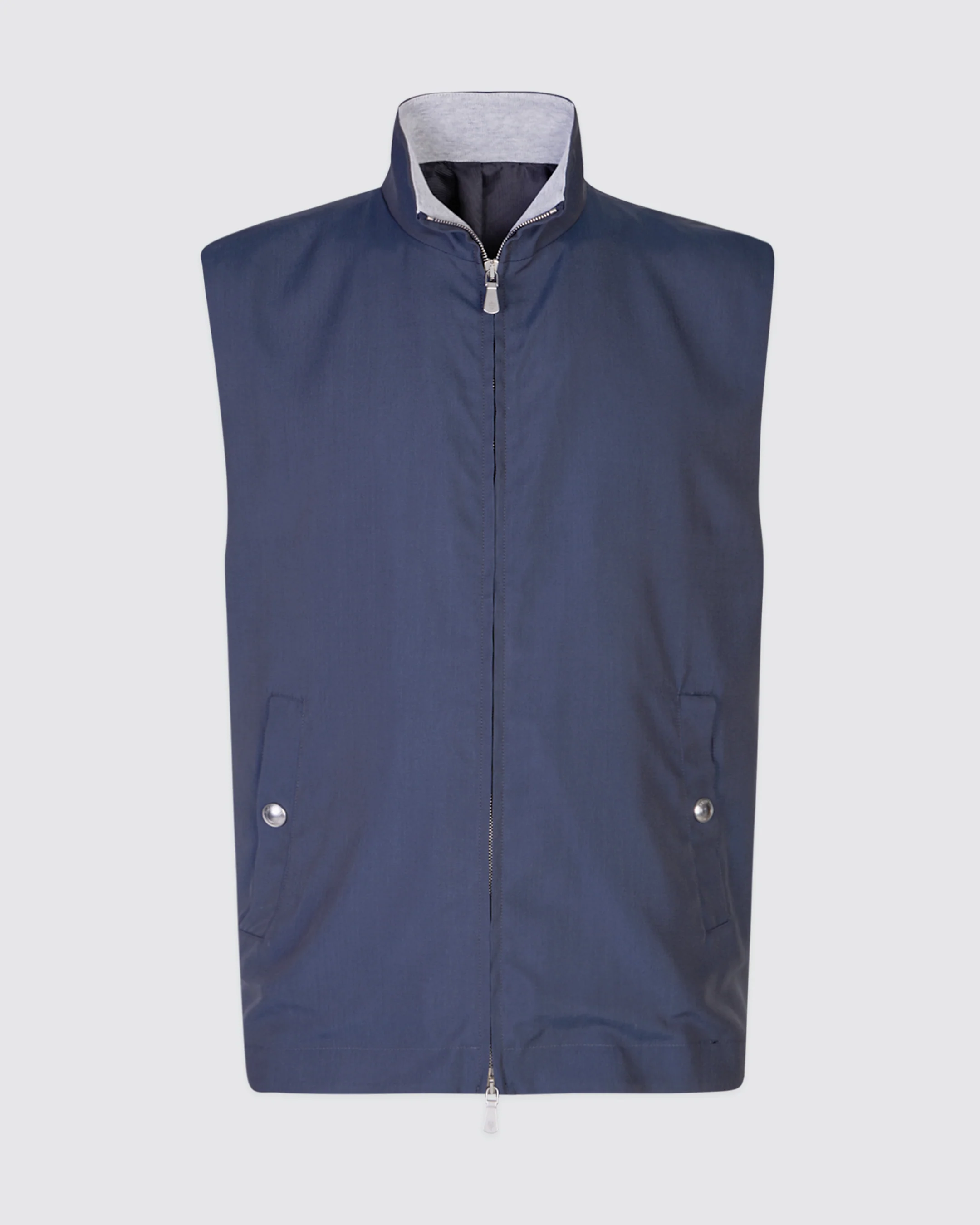 Gilet Full Zip in 100% Seta con Collo in Piedi da Uomo - Image 4
