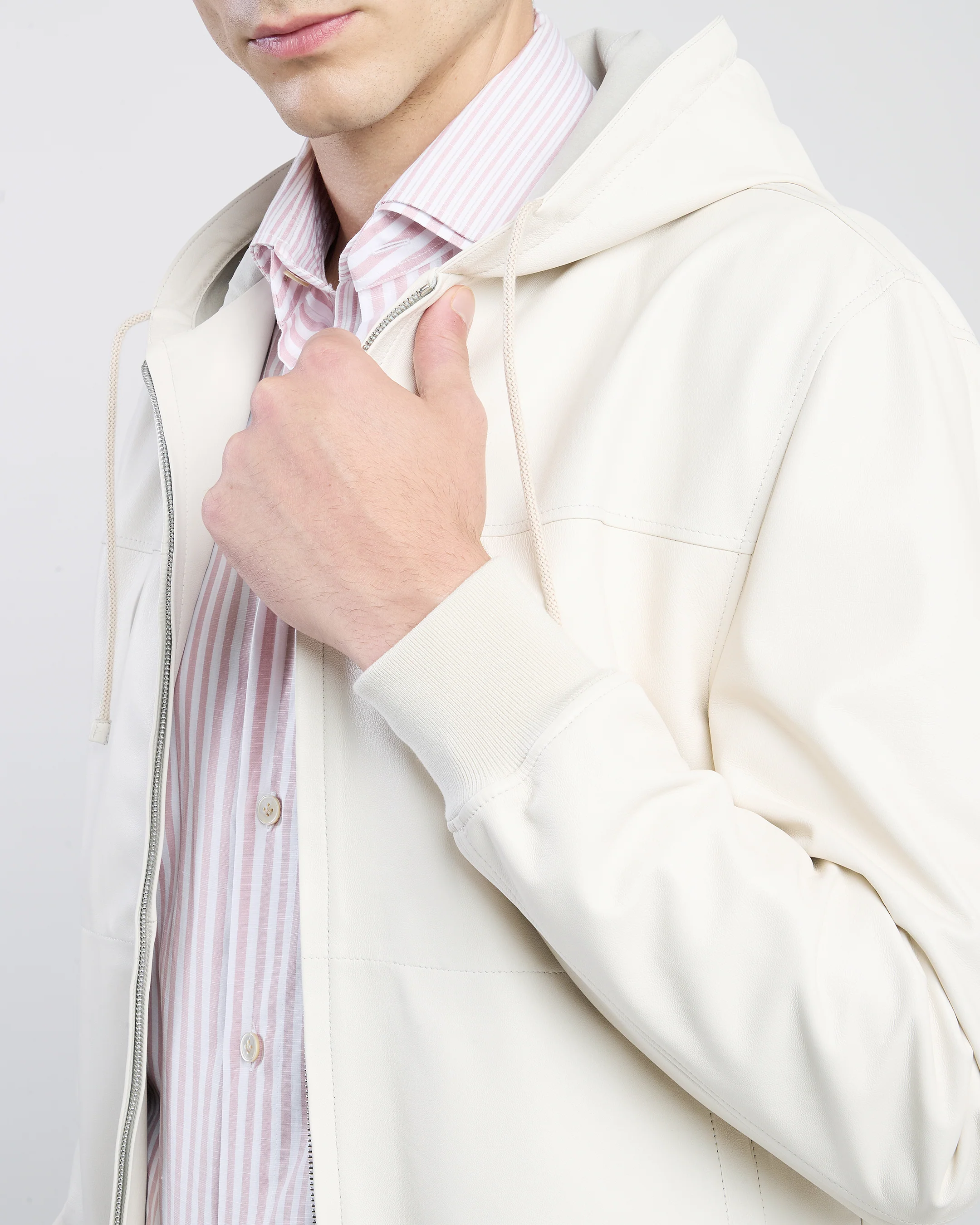 Giubbino in Nappa con Cappuccio e Full Zip da Uomo - Image 3