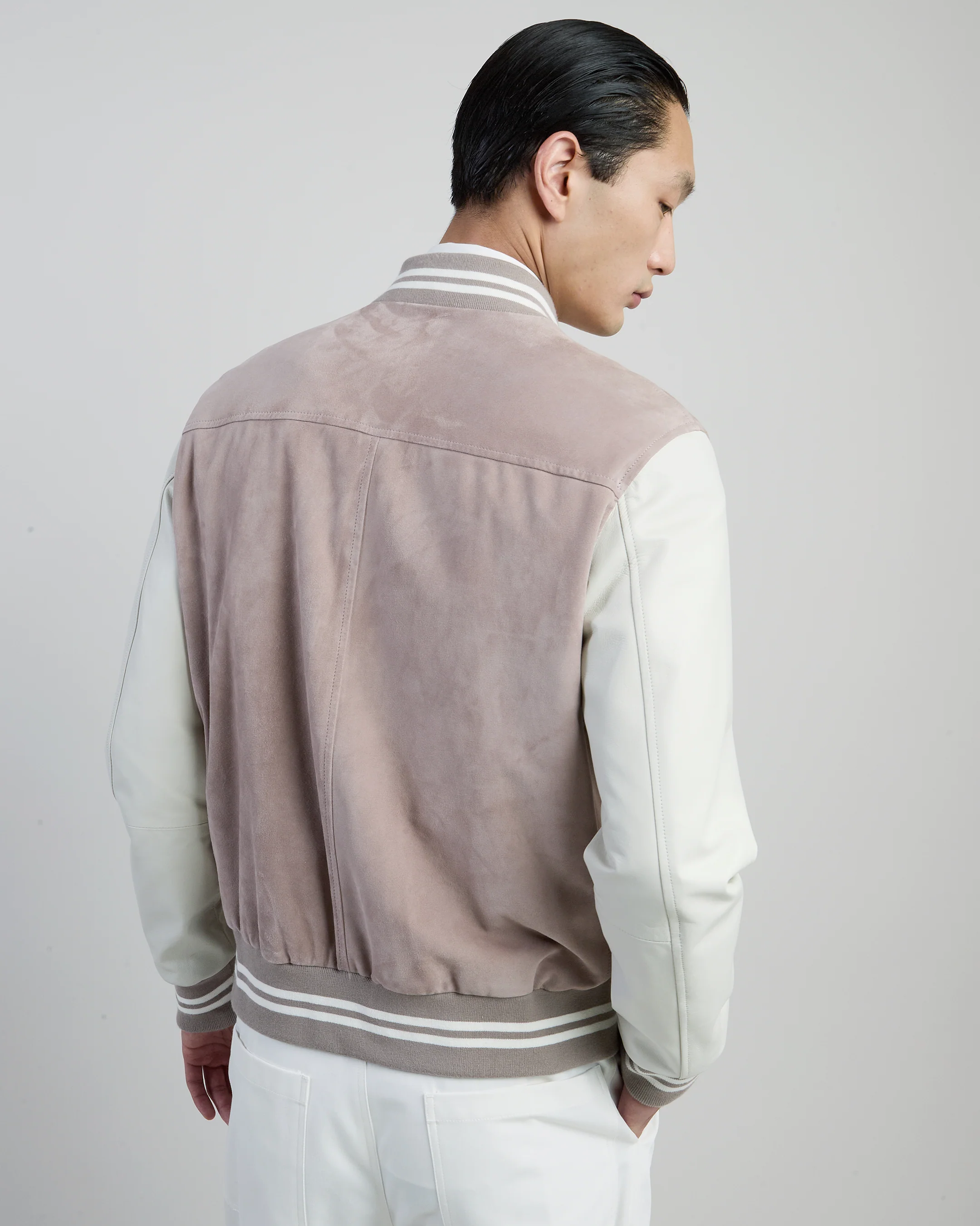 Giubbino Bomber Bimaterico in Suede e Nappa da Uomo - Image 2