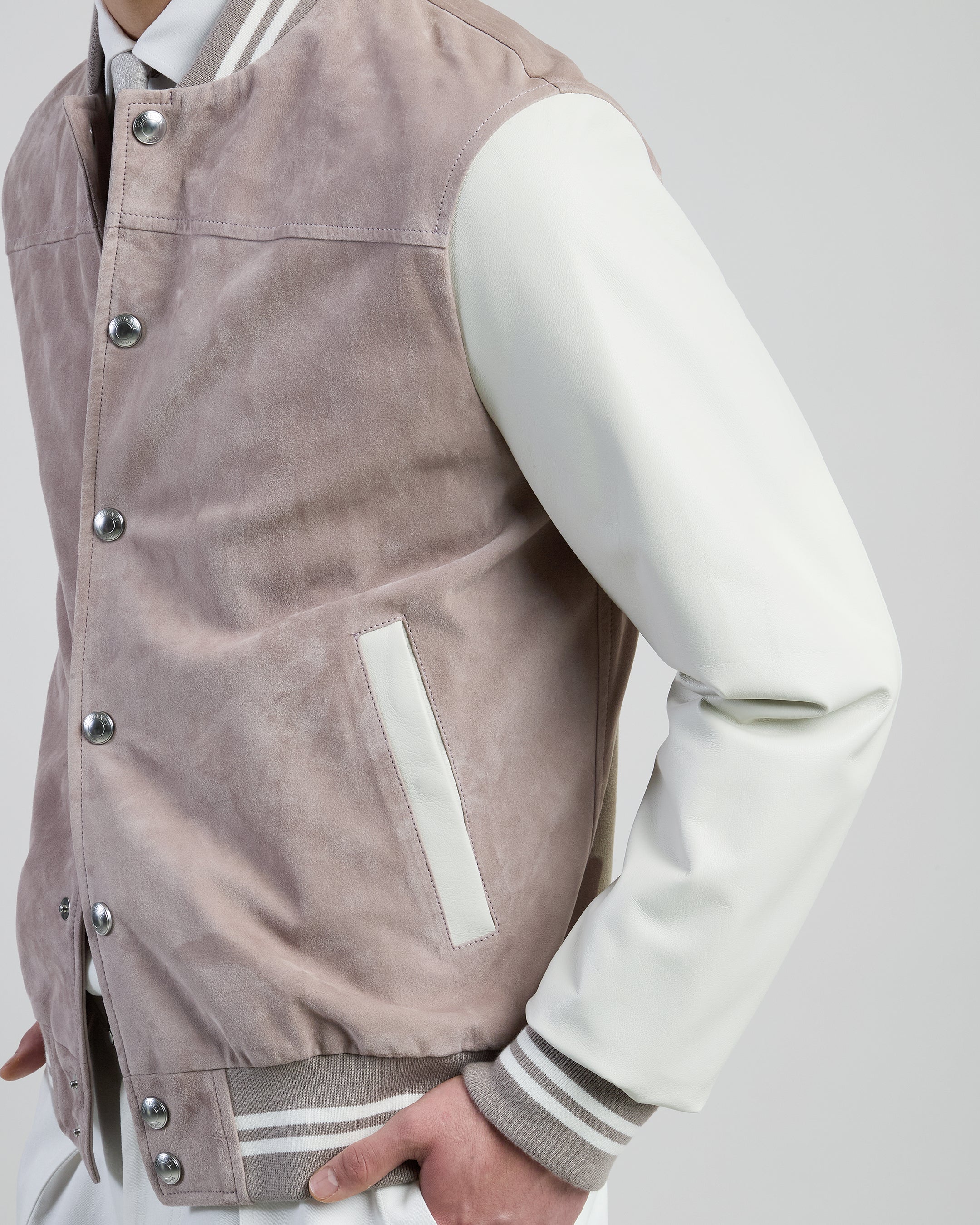 Giubbino Bomber Bimaterico in Suede e Nappa da Uomo - Image 3