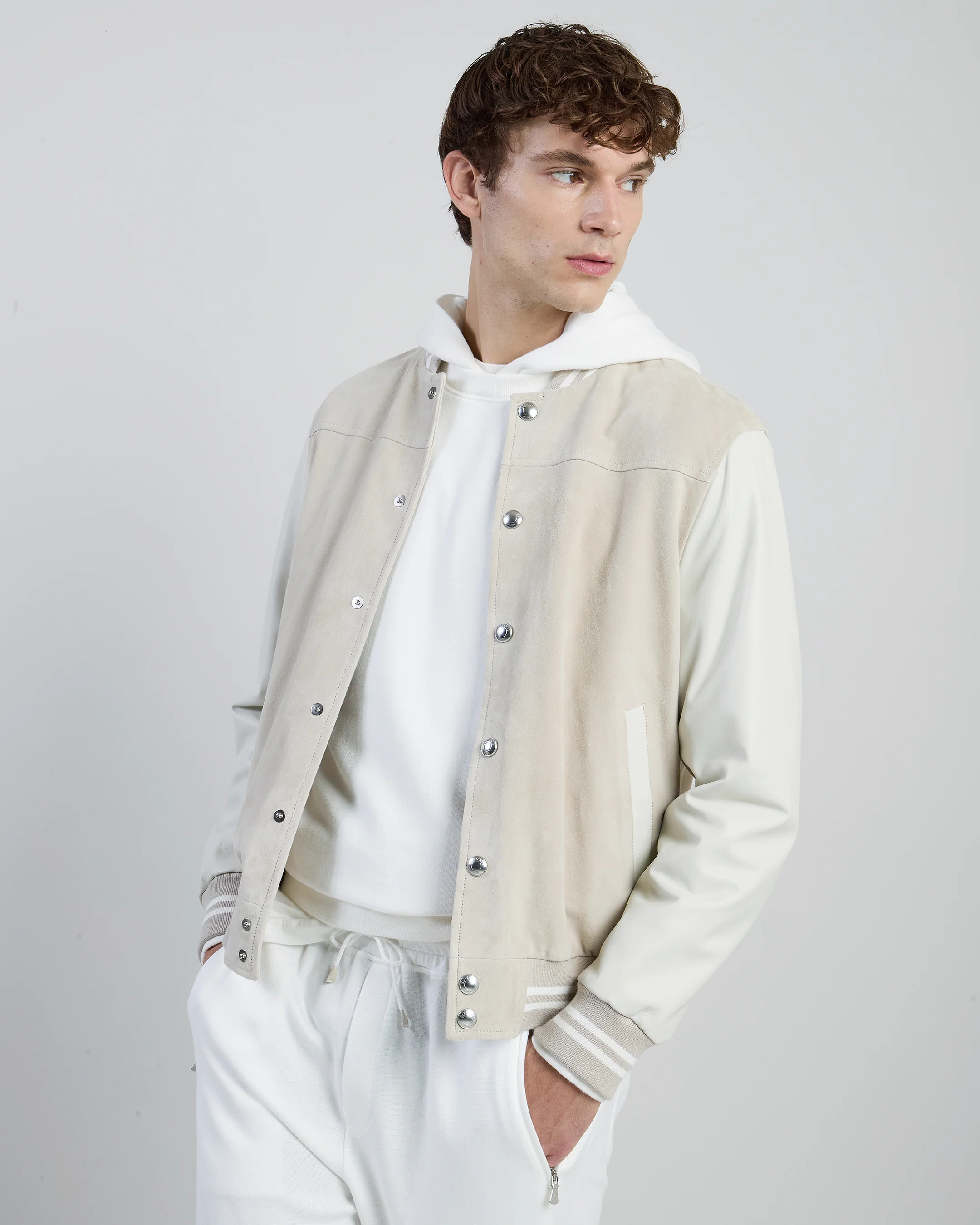 Giubbino Bomber Bimaterico in Suede e Nappa da Uomo - Image 5