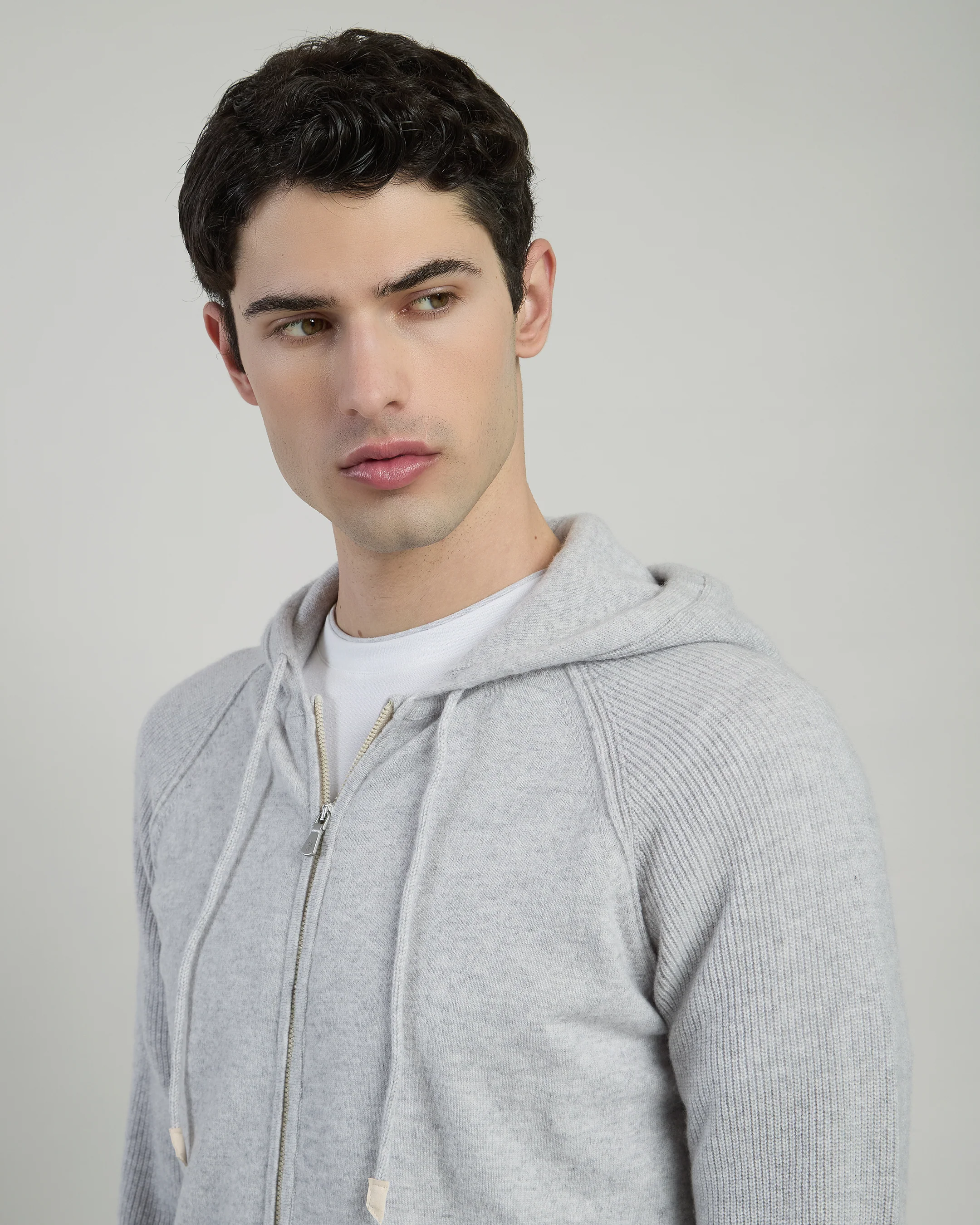 Maglia Full Zip in Cashmere con Cappuccio da Uomo - Image 3