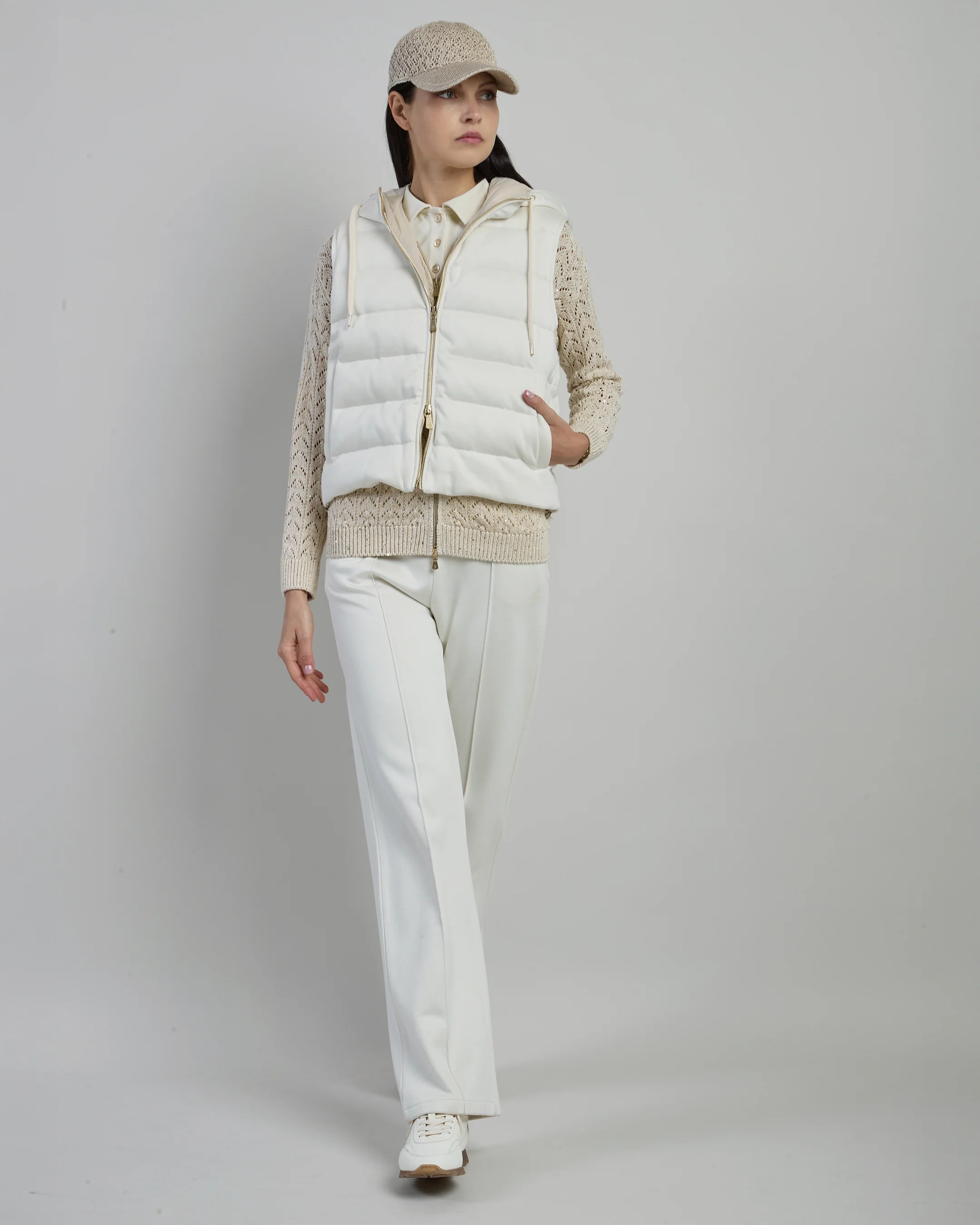 Maglia Full Zip in Cotone e Lino con Cappuccio - Image 4