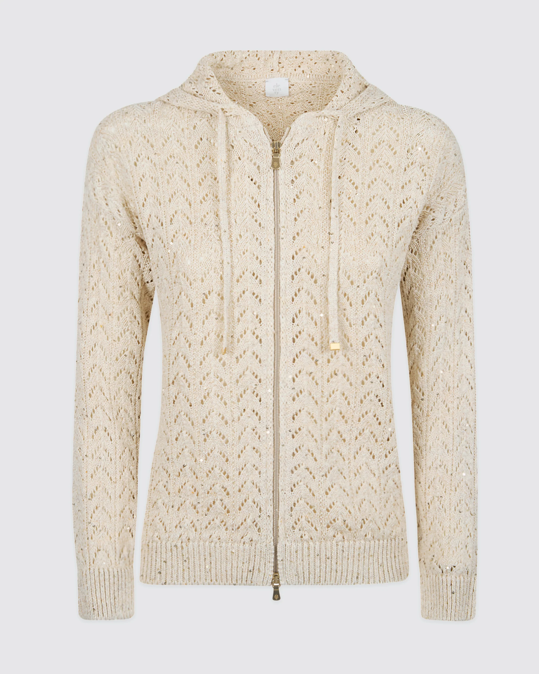 Maglia Full Zip in Cotone e Lino con Cappuccio - Image 5