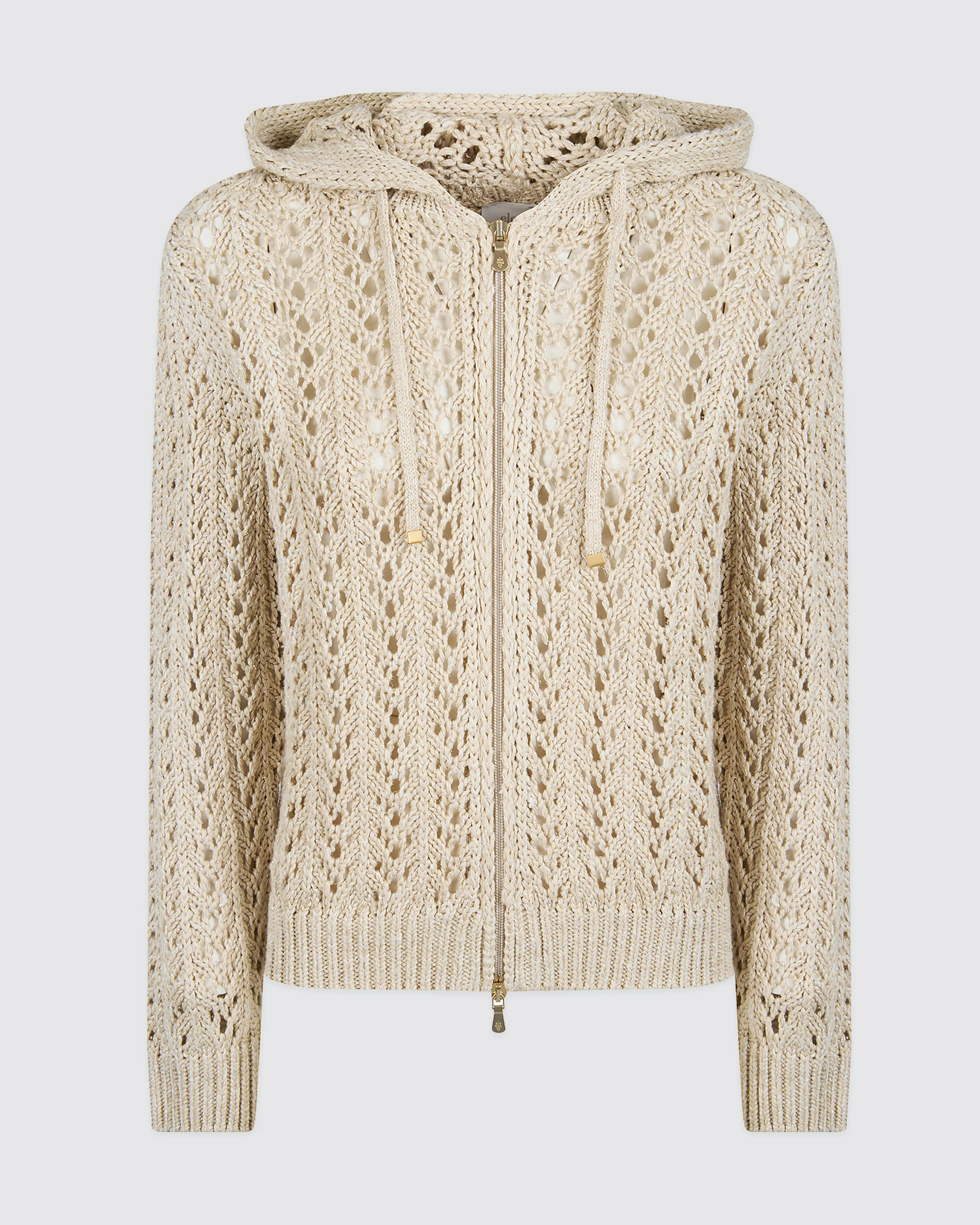 Maglia Full Zip in Lino Cotone e Seta con Cappuccio - Image 4