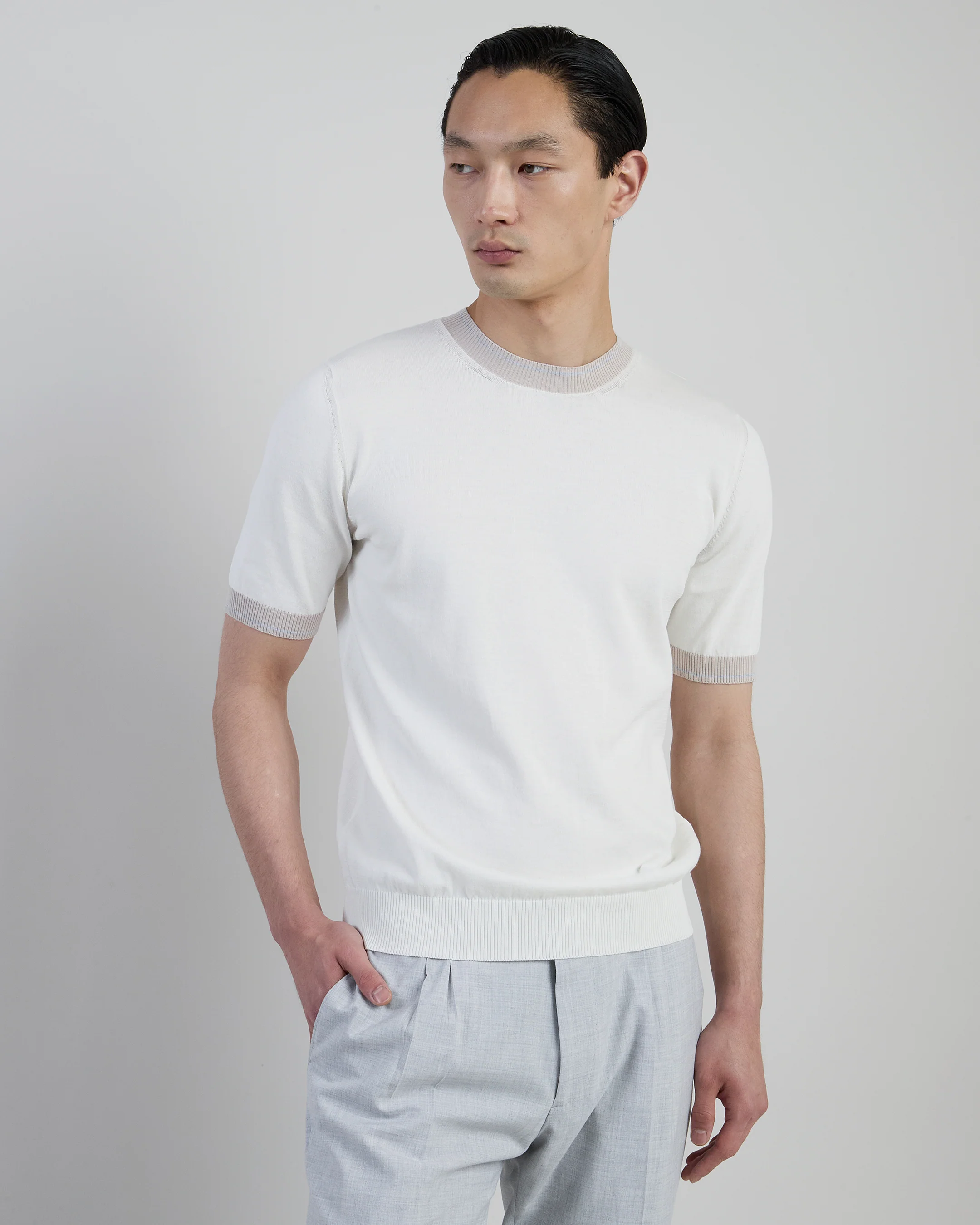 Maglia Girocollo in Cotone a Mezza Manica da Uomo