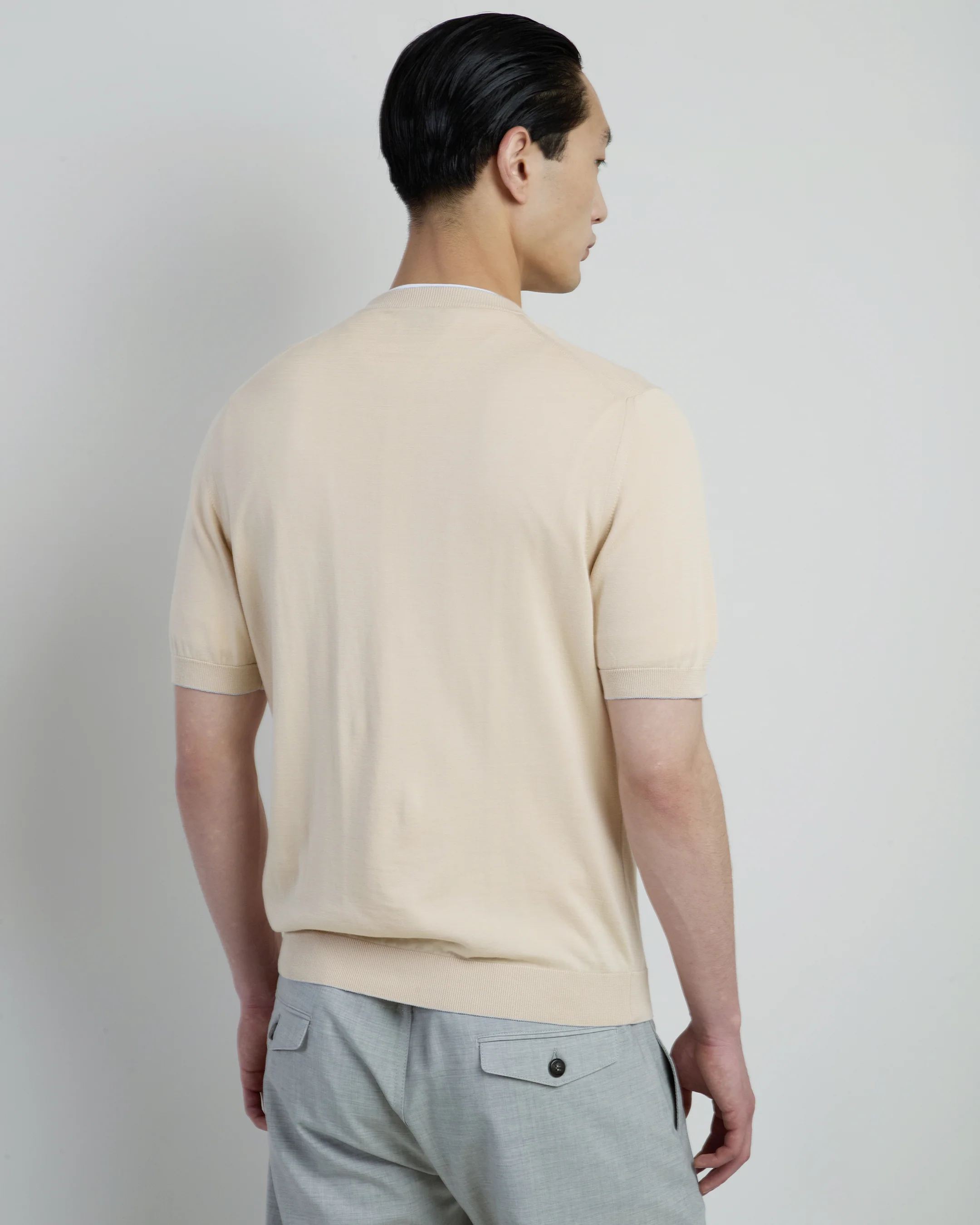 Maglia Girocollo Mezza Manica in Cotone Sea Island - Image 2