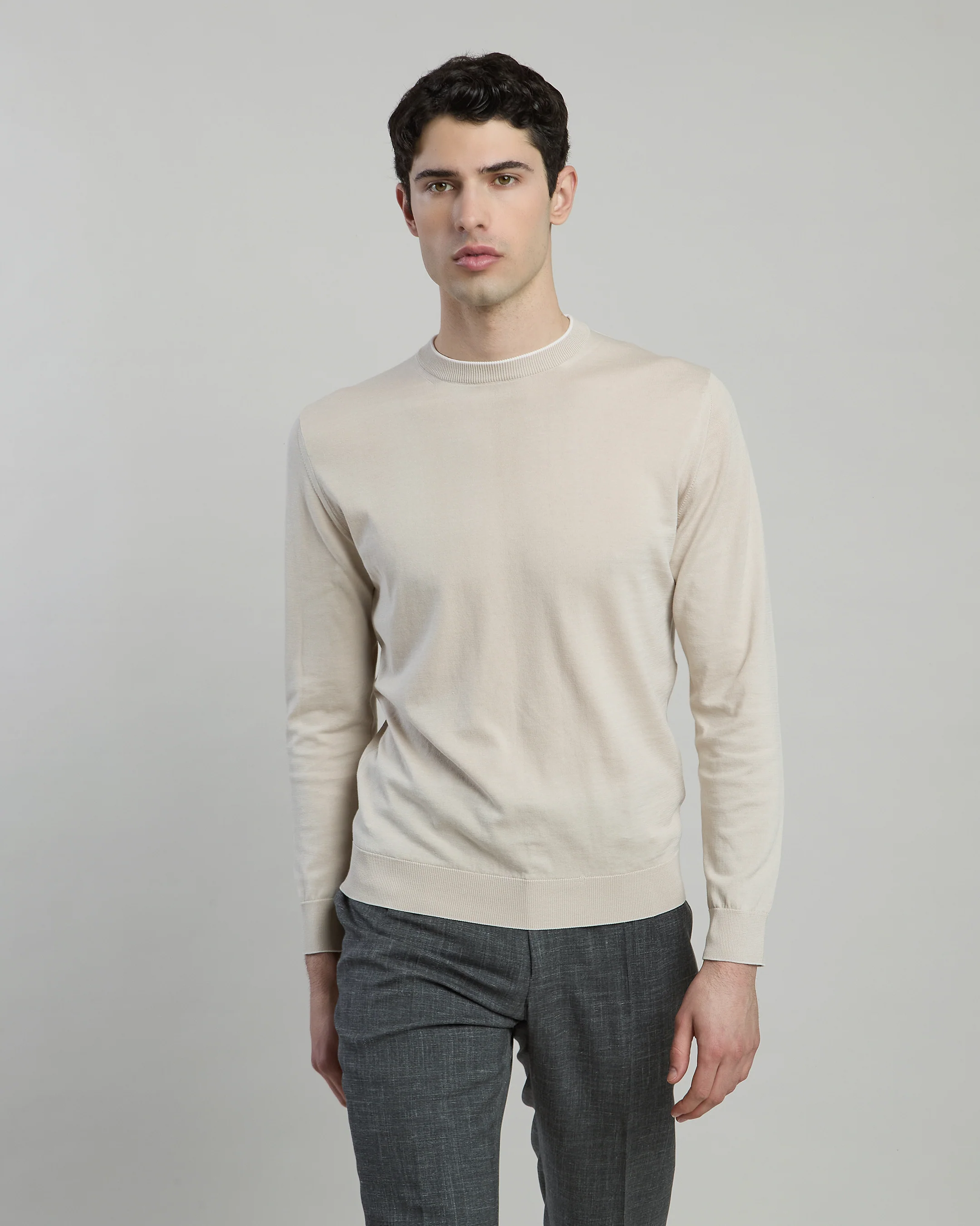 Maglia Girocollo Uomo in Cotone Sea Island a Trecce