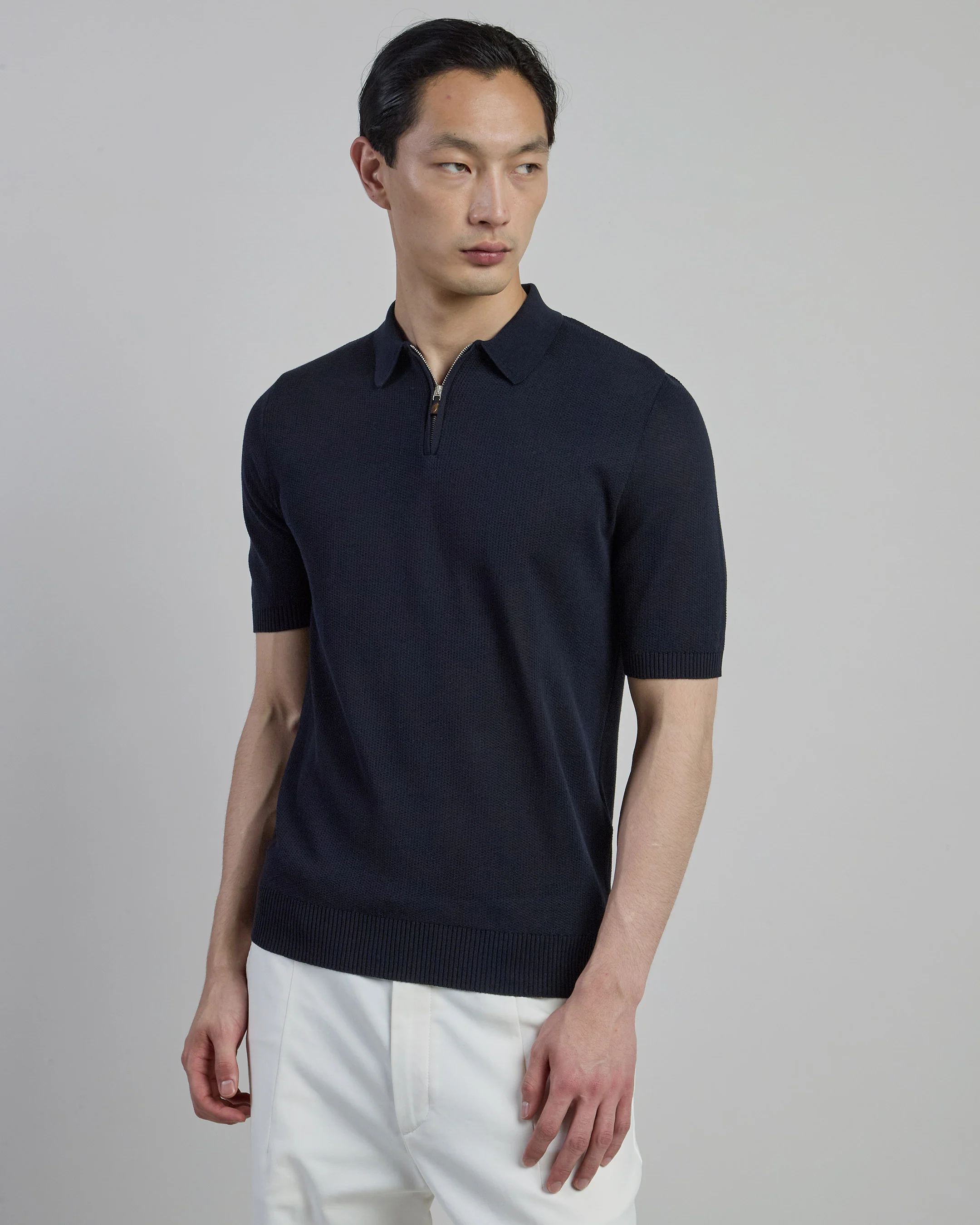 Maglia Mezza Zip in Cotone Nido d'Ape Uomo - Image 5
