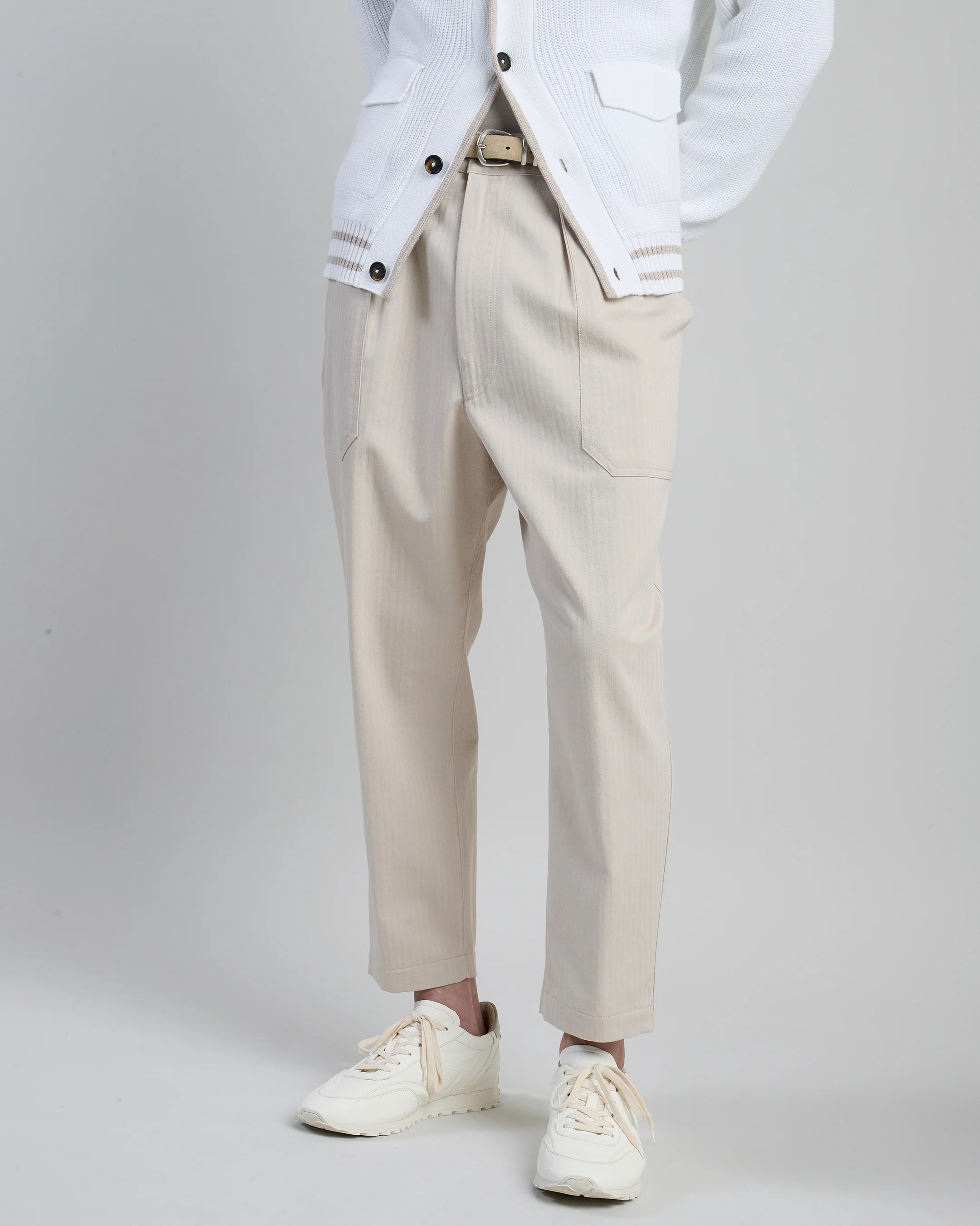 Pantalone Fatique in Cotone Relax Fit con Pinces
