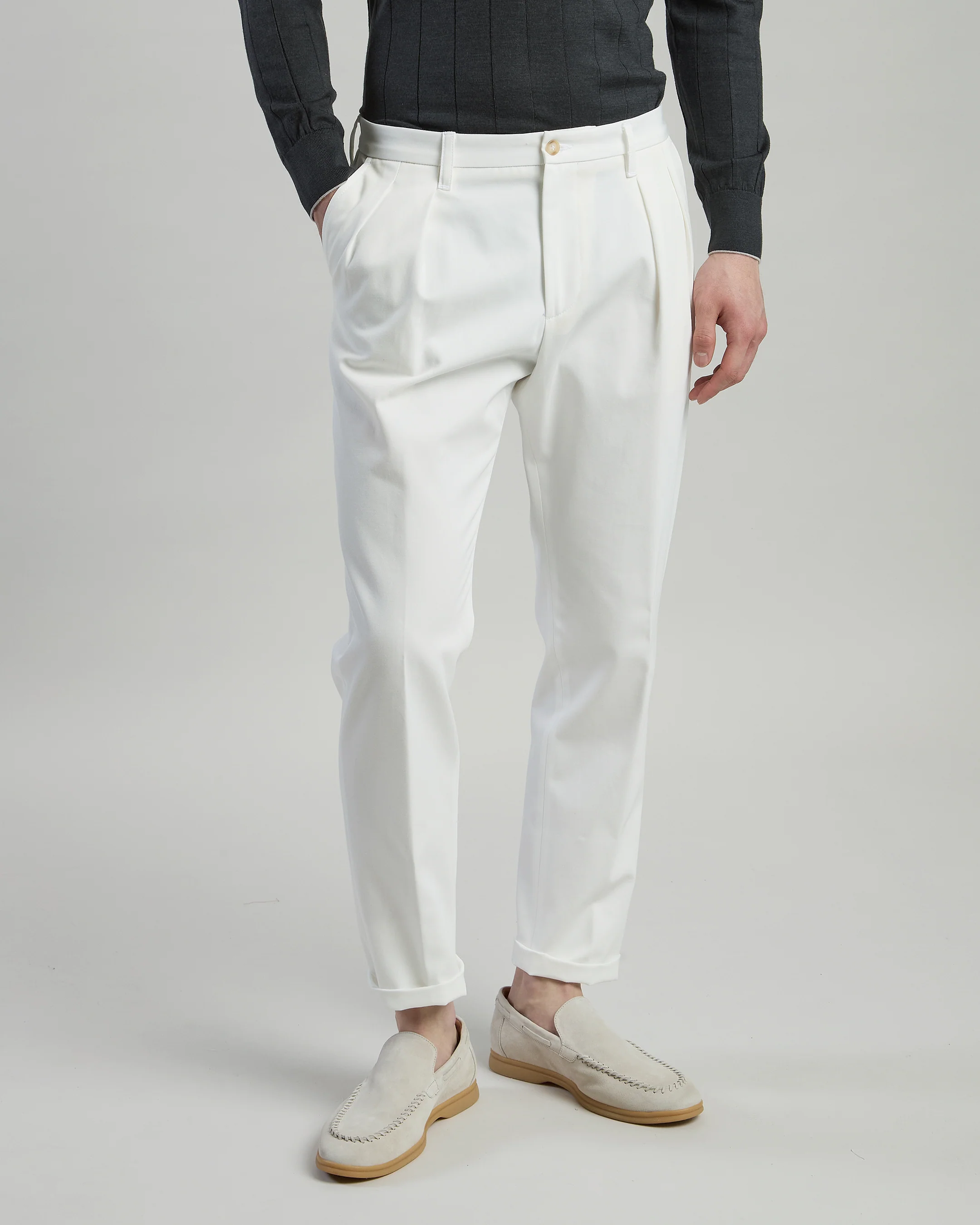 Pantalone in Cotone con Pinces da Uomo Made in Italy