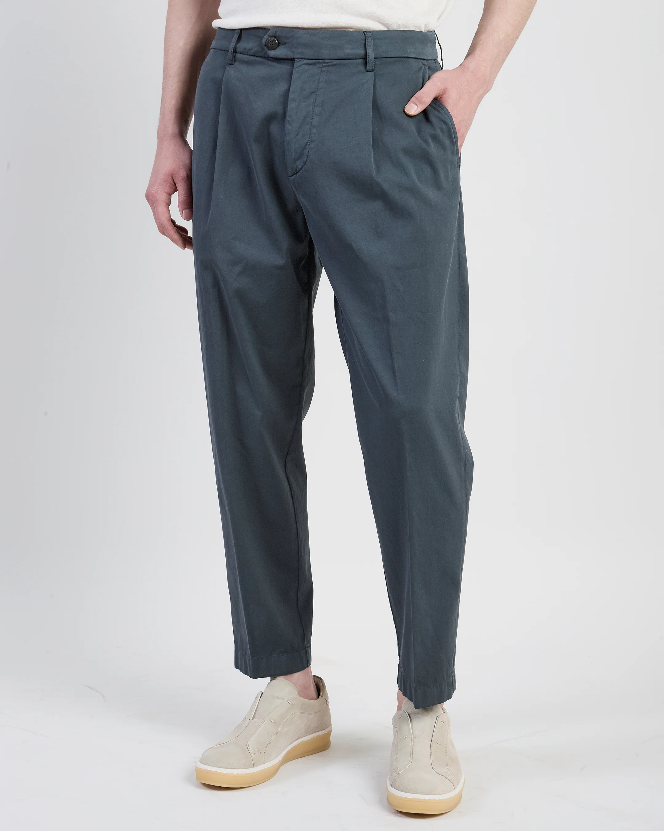 Pantalone Uomo in Cotone e Seta con Pinces