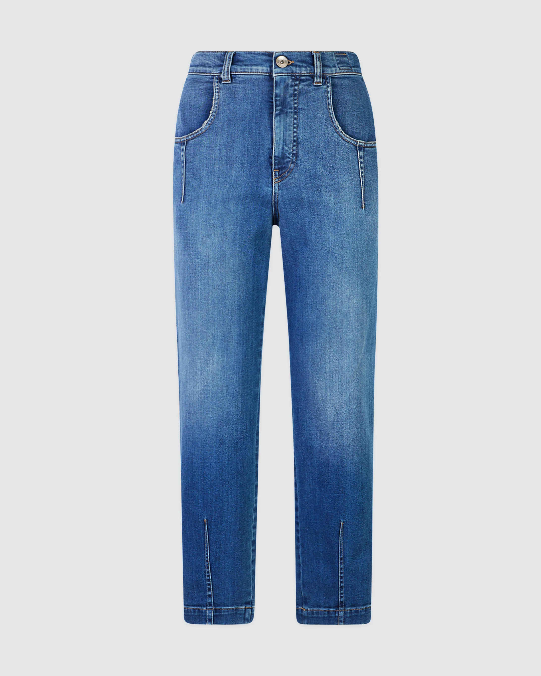 Pantalone Donna in Denim di Cotone Stretch con Pinces - Image 5