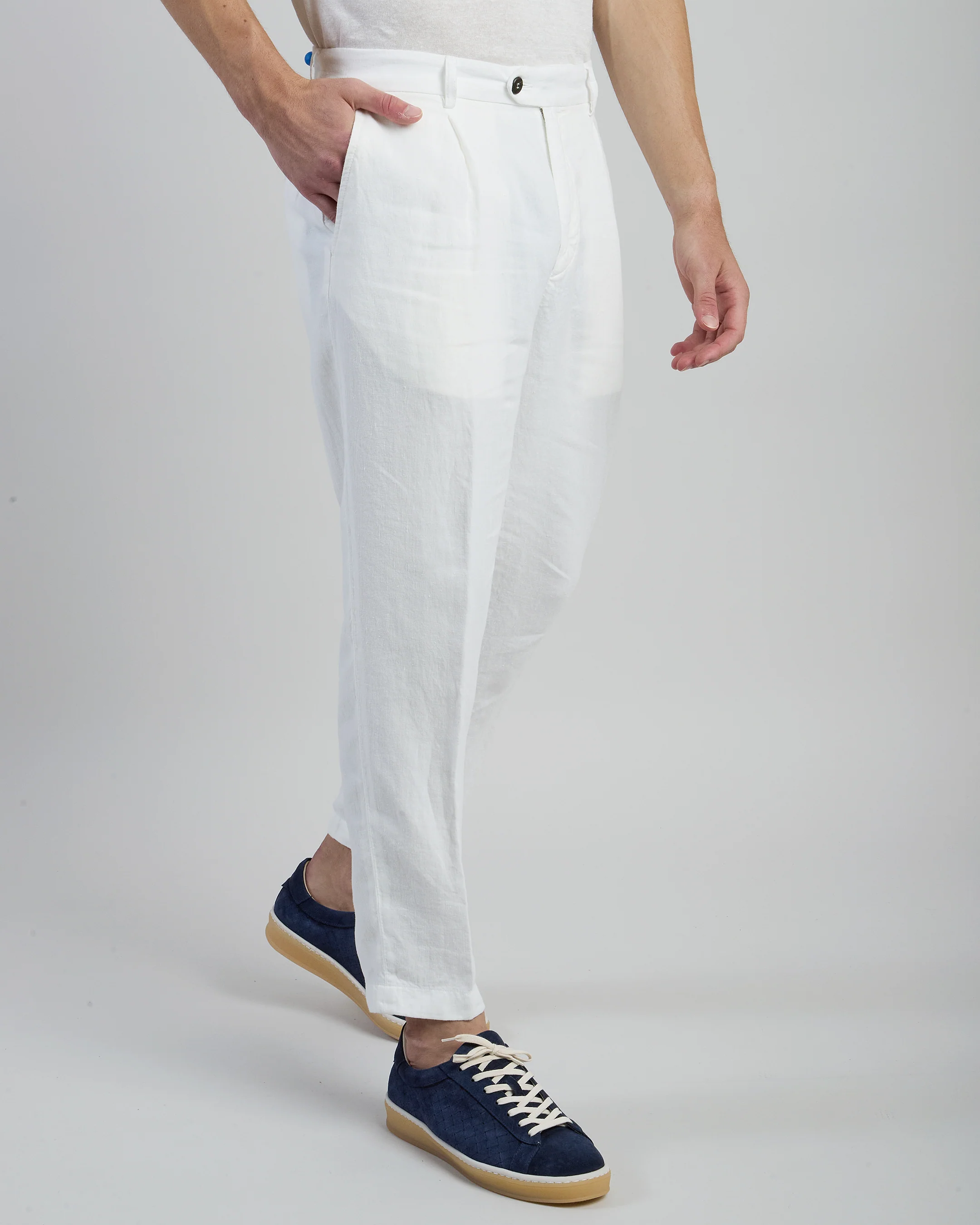 Pantalone in Lino da Uomo con Pinces e Tinto in Capo