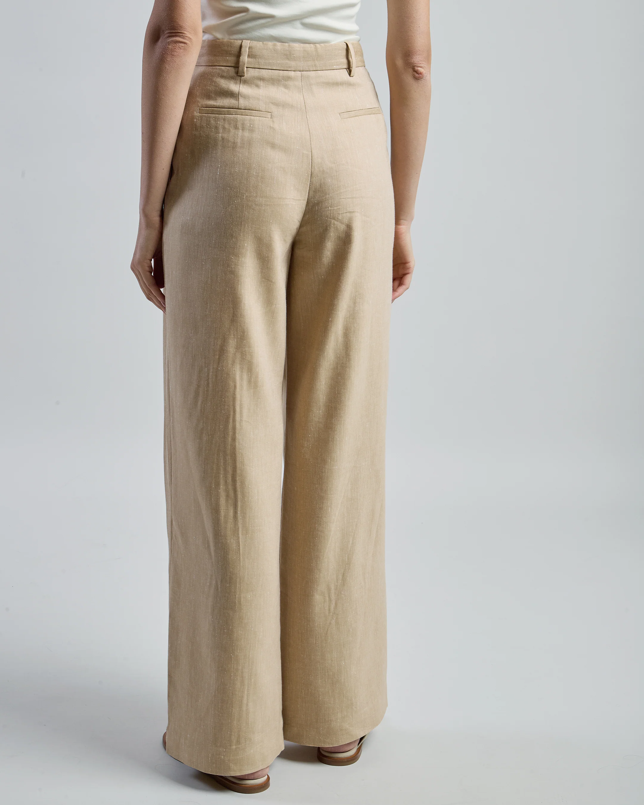 Pantalone Donna in Lino e Lana Gessato con Pinces - Image 2