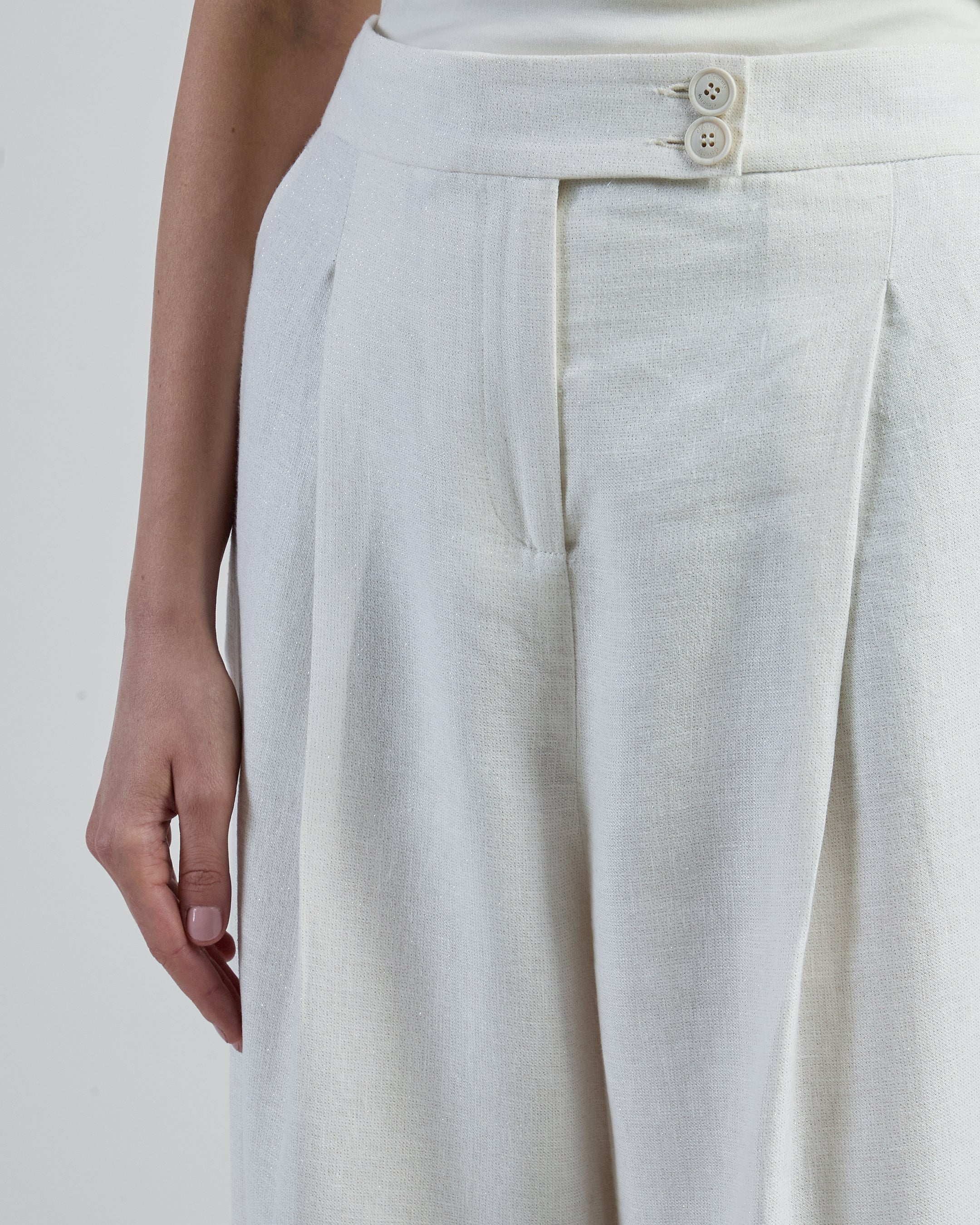 Pantaloni in Lino e Viscosa con Filo Lurex da Donna - Image 3
