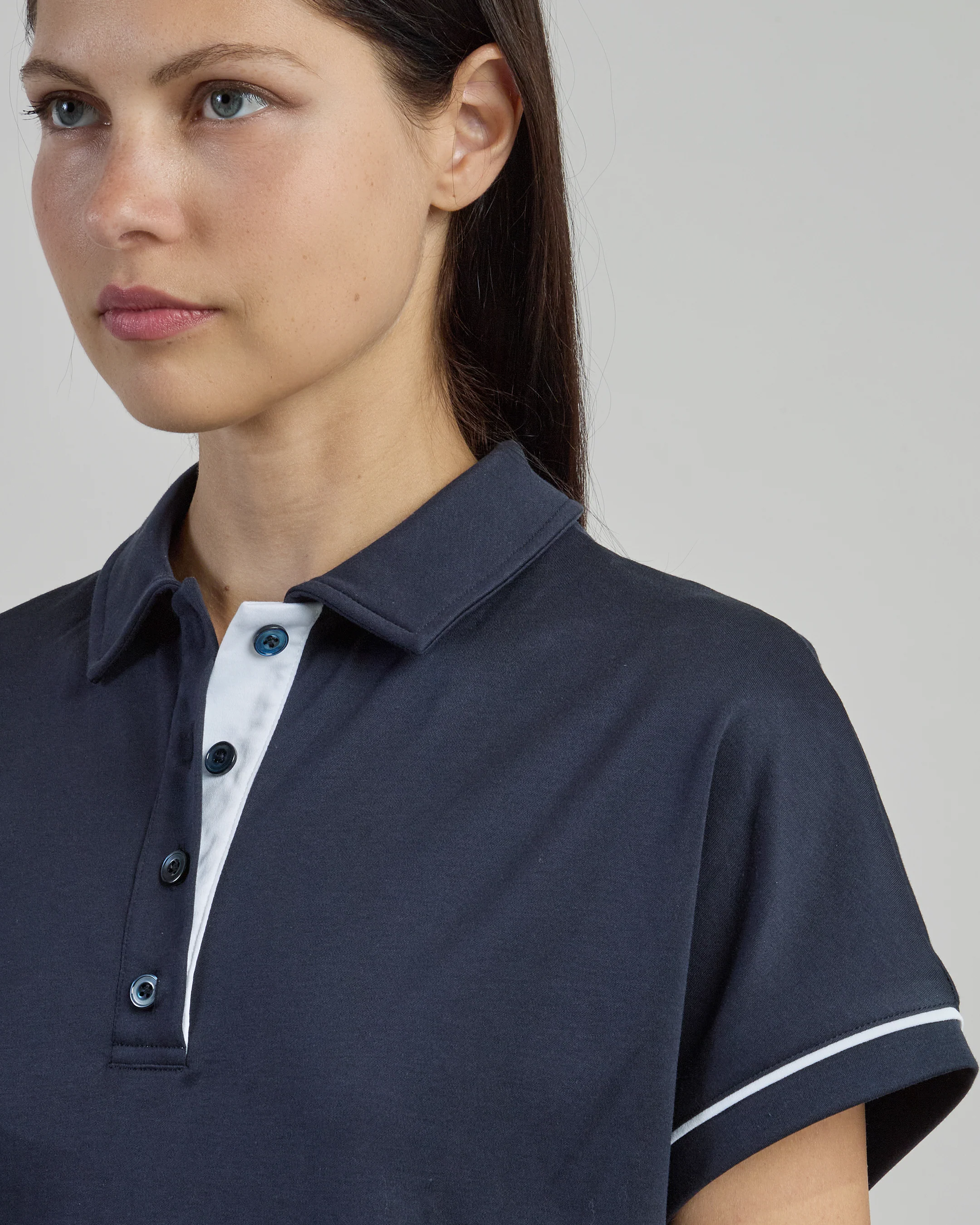Polo e T-shirt in Cotone da Donna con Dettagli Contrasto - Image 3