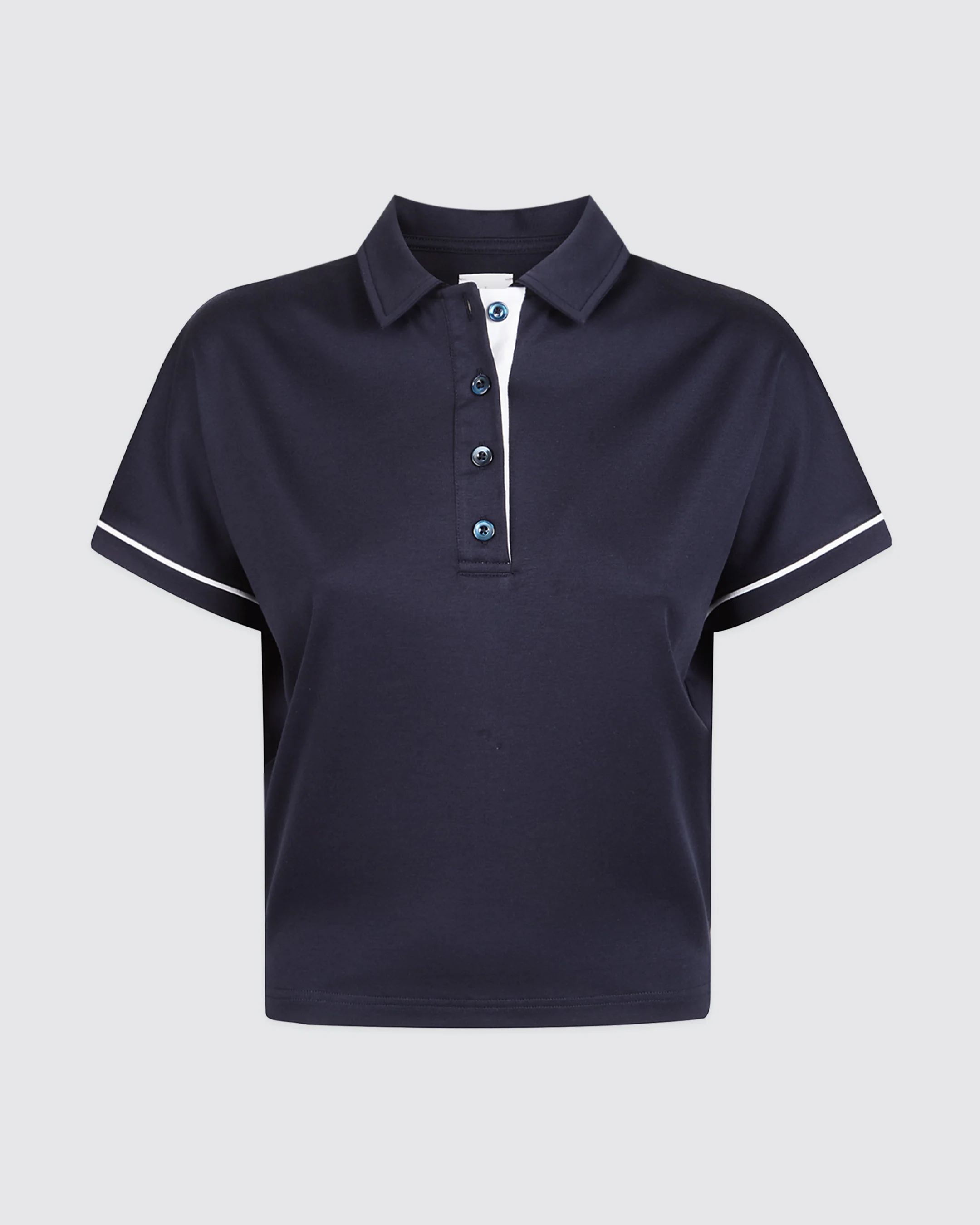 Polo e T-shirt in Cotone da Donna con Dettagli Contrasto - Image 4