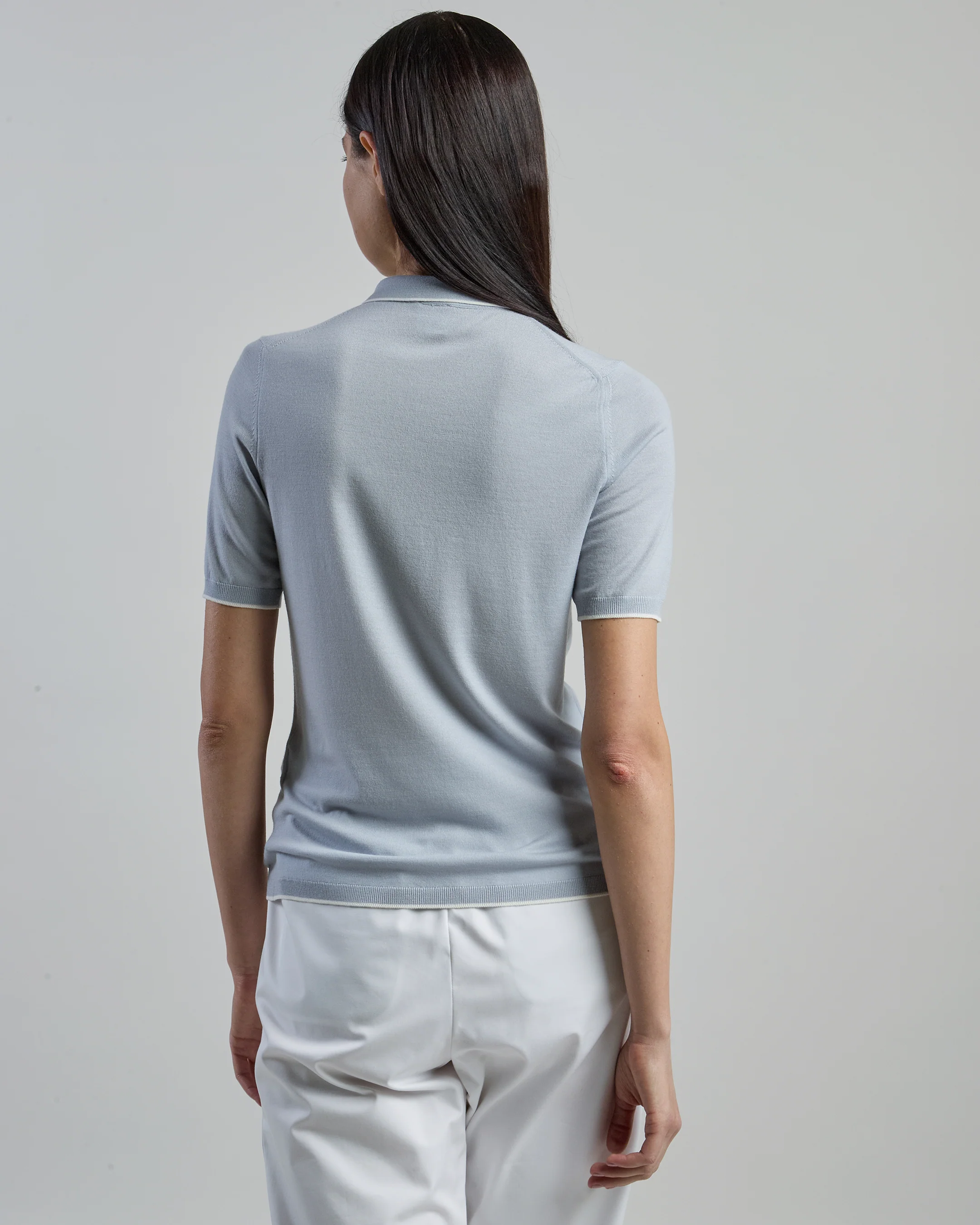 Polo in Maglia Lana 14 Micron Slim Fit con Contrasto - Image 2