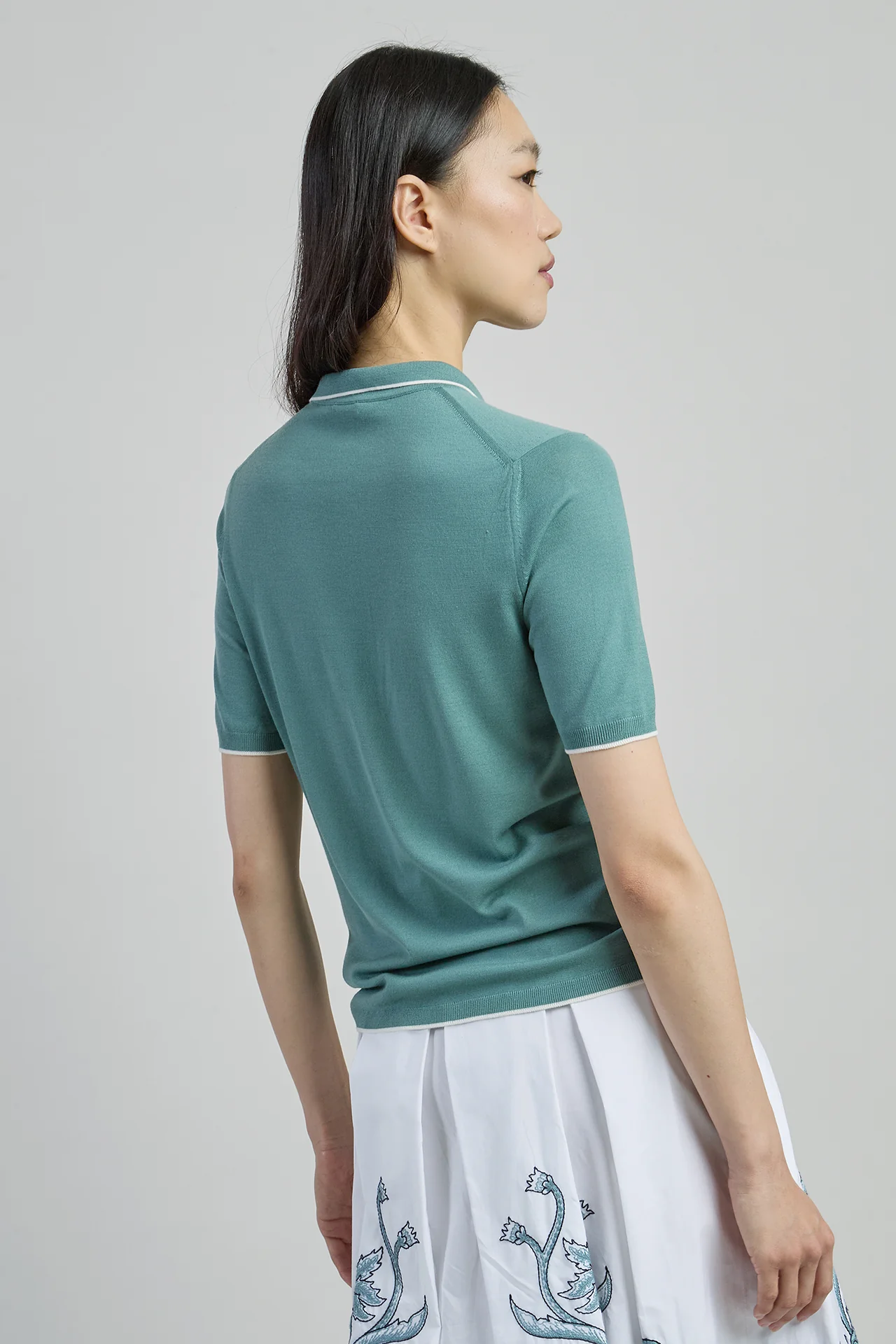 Polo in Maglia Lana 14 Micron Slim Fit con Contrasto - Image 5