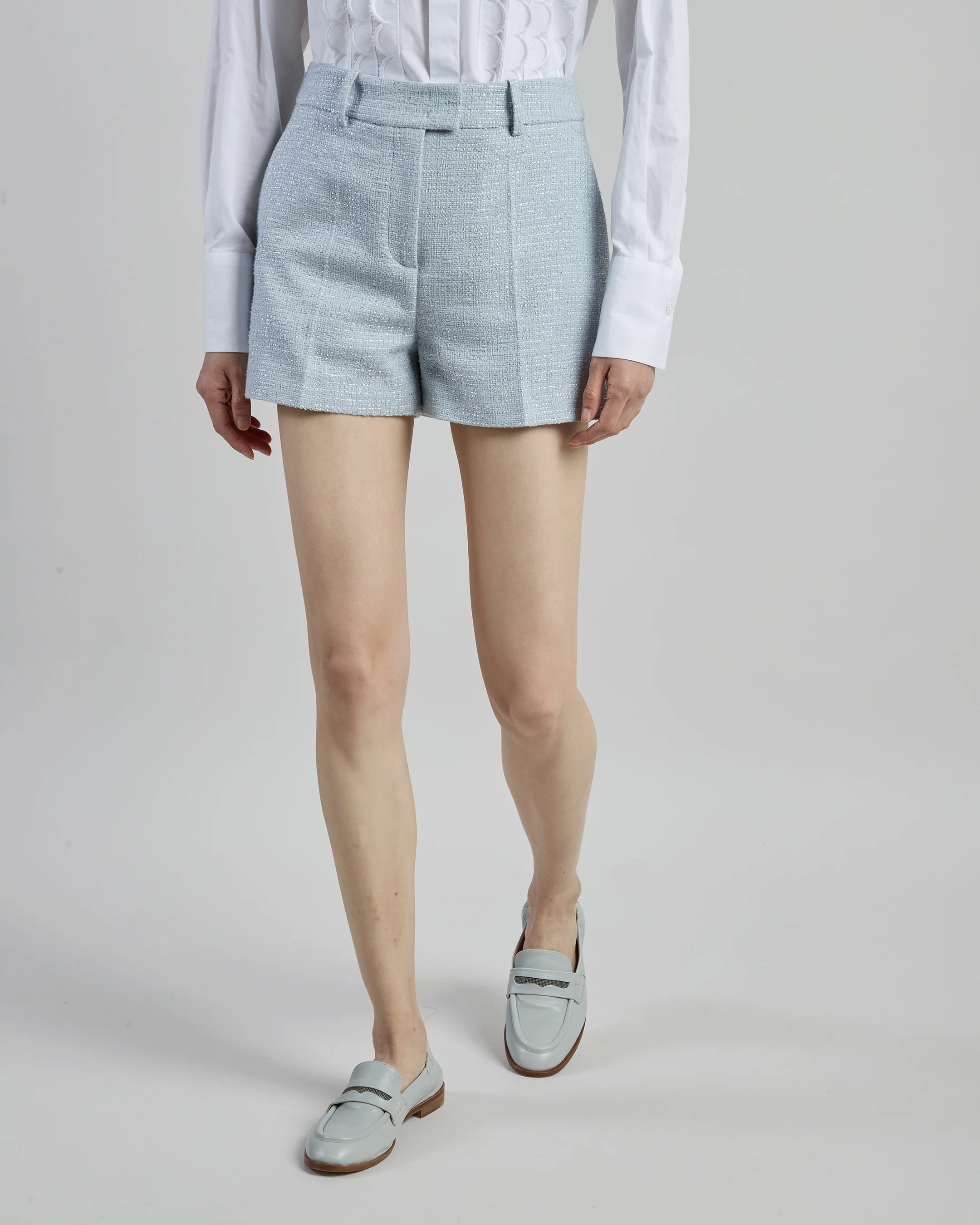 Shorts in Cotone Bouclé con Paillettes da Donna