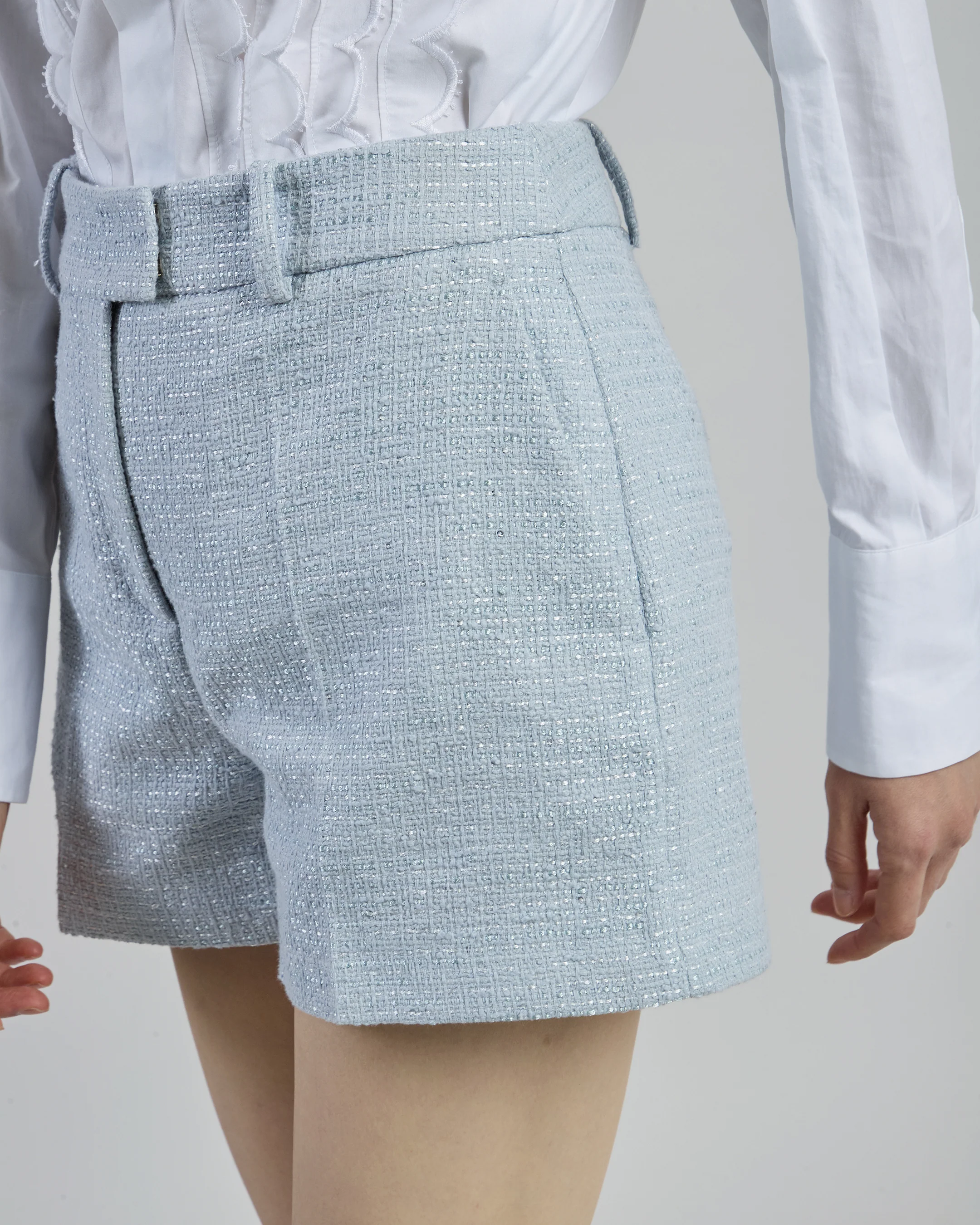 Shorts in Cotone Bouclé con Paillettes da Donna - Image 3