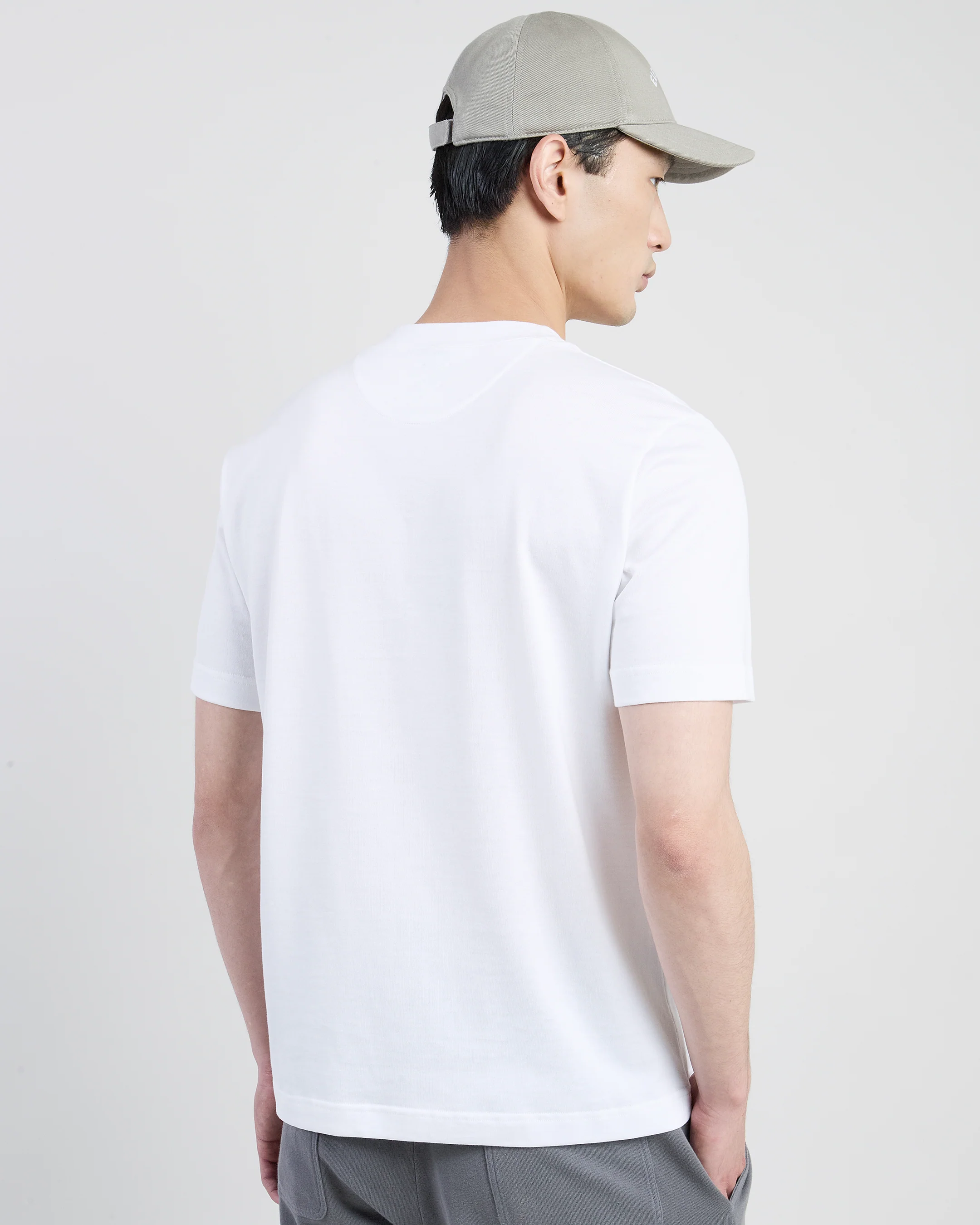 T-shirt Girocollo in Cotone Giza con Collo Alto - Image 2